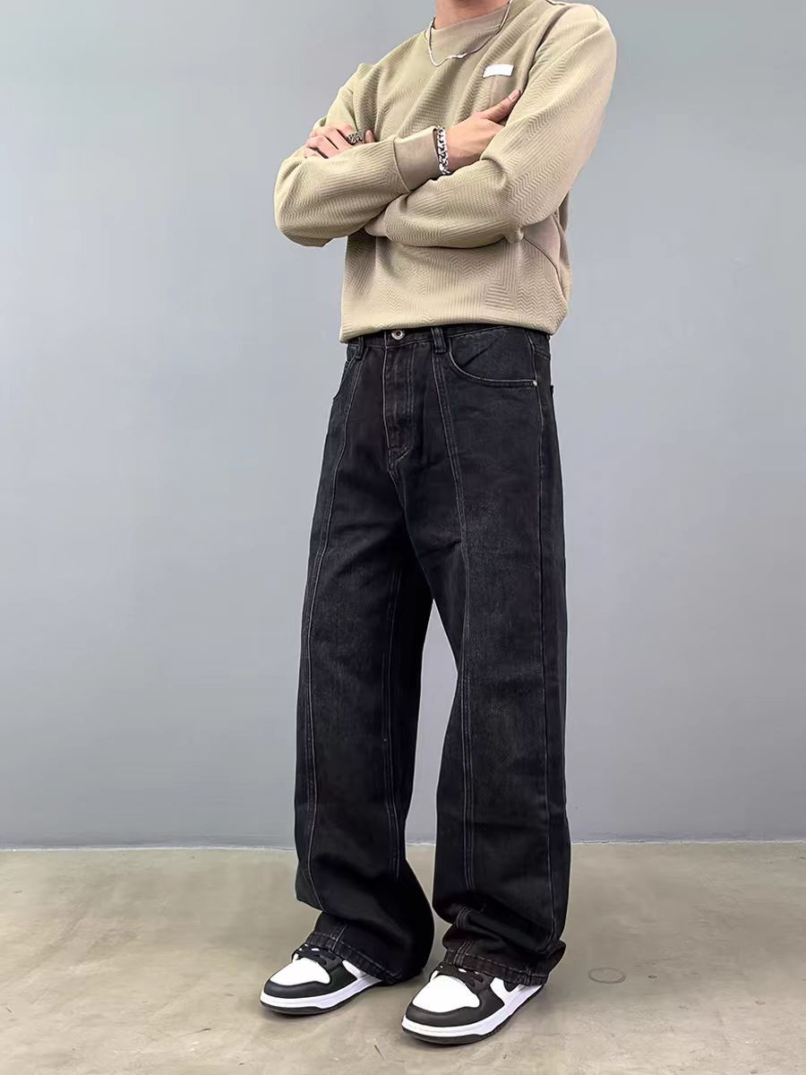 Japanese Brand × Vintage Vintage Washed Spliced Loose Casual Black Jeans Size US 34 / EU 50 - 1 Thumbnail