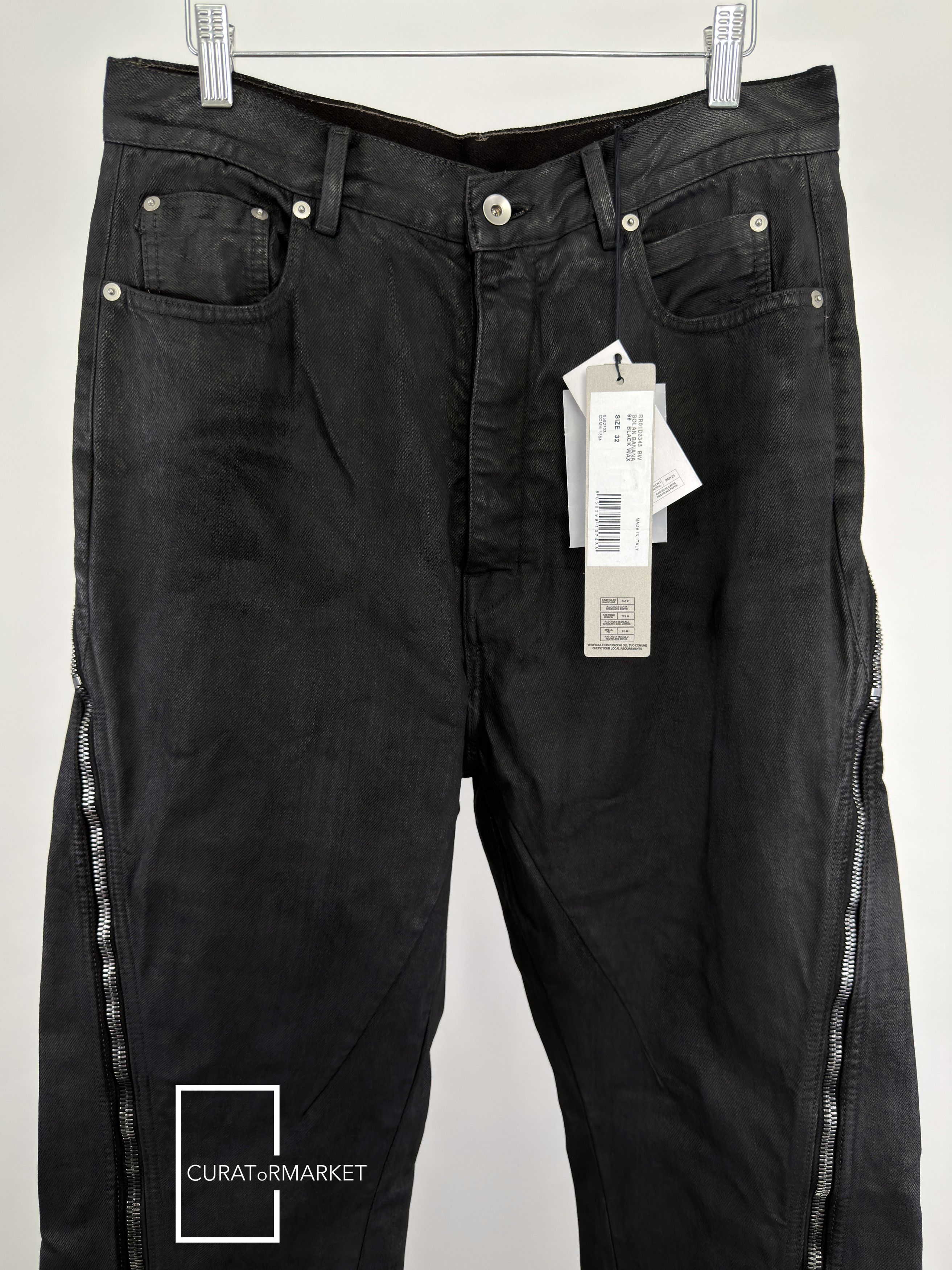 Rick Owens Runway Waxed Bolan Banana Denim Zipper Seam Jeans SS24 Lido Size US 32 / EU 48 - 2 Thumbnail