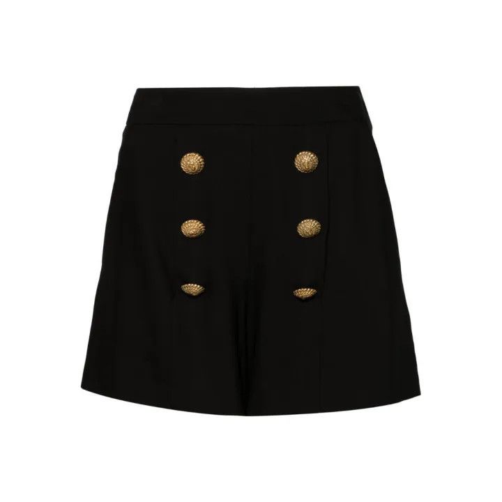 Balmain Balmain Black High-Waisted Button Shorts 0079 Size 40" / US 18 - 1 Thumbnail