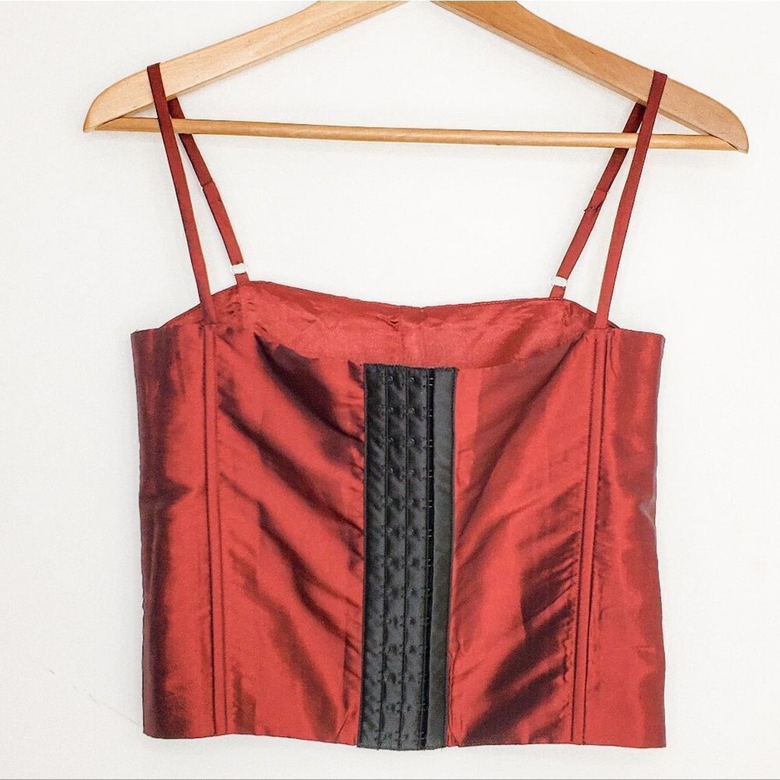 UNIF UNIF Red Wine Pebble Flat Front Corset Bustier Boned Top S Size S / US 4 / IT 40 - 4 Thumbnail