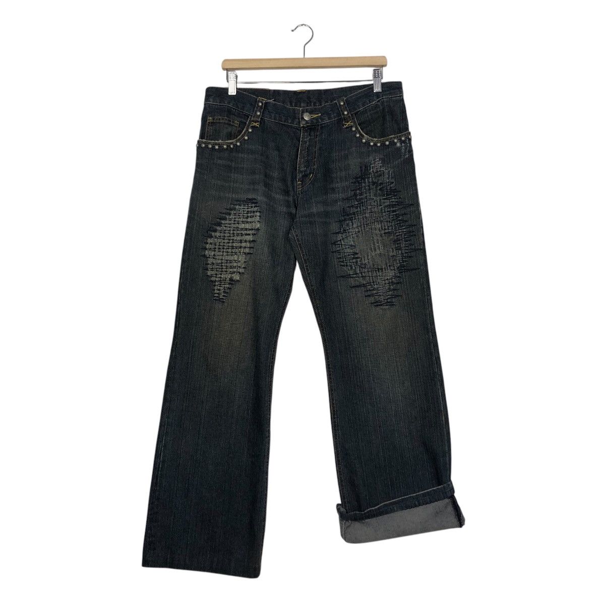 Hysteric Glamour 📌Vintage Bow Cut Design Punk Style Denim Pants Biker Size 34" / US 12 / IT 48 - 15 Thumbnail