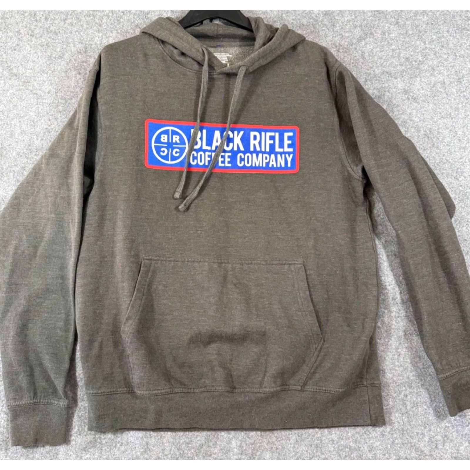 Vintage VINTAGE Black Rifle Coffee Company Hooded Sweatshirt Mens M Charcoal Gray Fleece Logo Drawstring Pullover Size US M / EU 48-50 / 2 - 2 Thumbnail