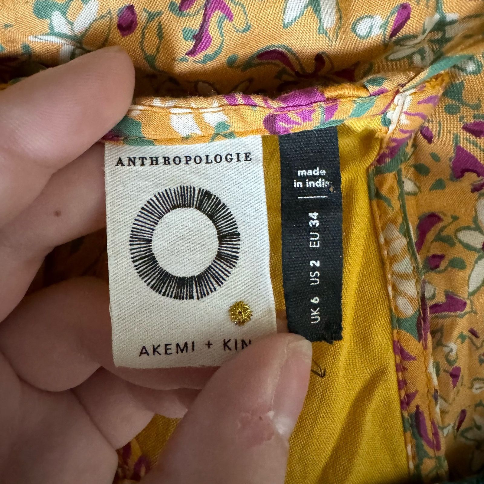 Anthropologie akemi + kim | embroidered boho lattice yellow tank sz 2 Size XS / US 0-2 / IT 36-38 - 7 Thumbnail