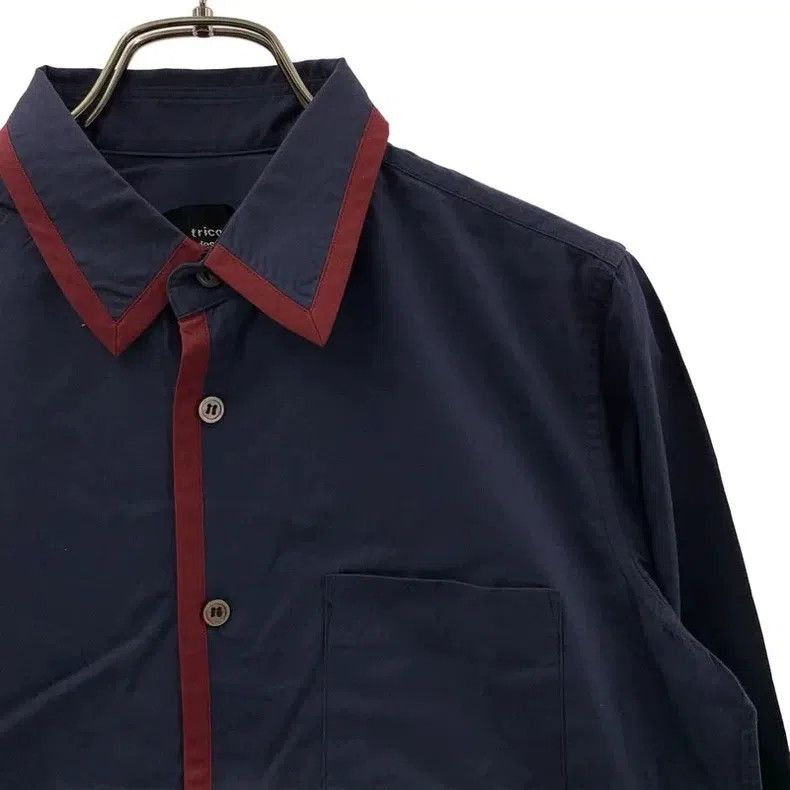 Comme des Garcons Comme Des Garcons Navy Blue Red Collar Long Sleeve Shirt Size M / US 6-8 / IT 42-44 - 9 Thumbnail