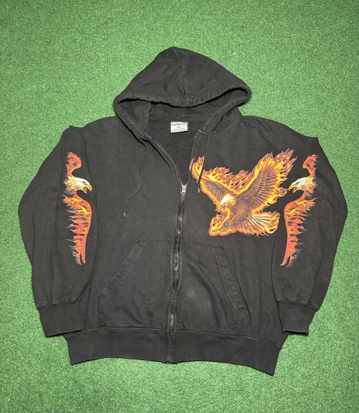 Harley Davidson Y2K Flame Sleeve Boxy Biker Hip Hop Grunge Full Zip Hoodie Size US M / EU 48-50 / 2 - 1 Thumbnail