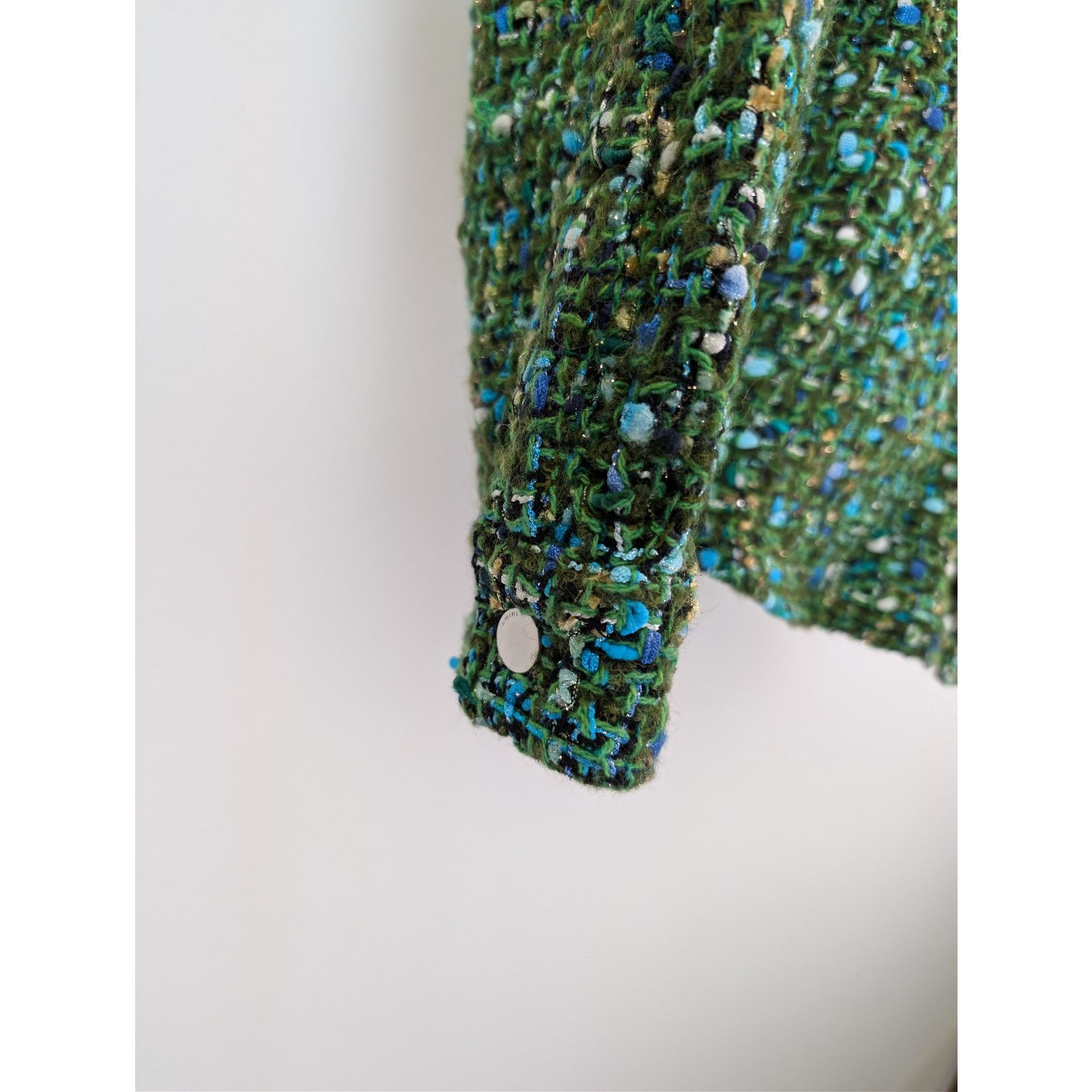Amiri o1rshd1 Boucle Overshirt Button up Shirt in Rain Forest Size US M / EU 48-50 / 2 - 6 Thumbnail