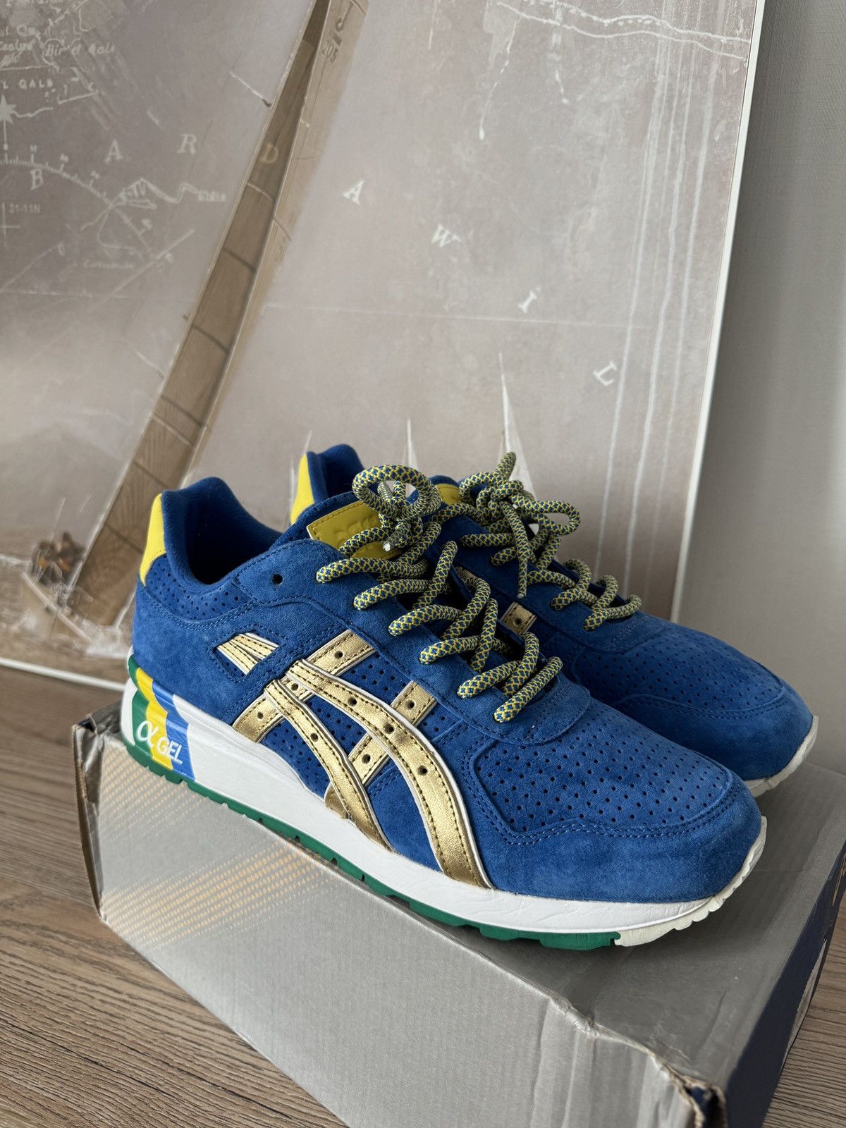 Asics × Ronnie Fieg ASICS x Ronnie Fieg GT-2 KFE Brazil Blue Gold H40JK Size US 8 / EU 41 - 6 Thumbnail