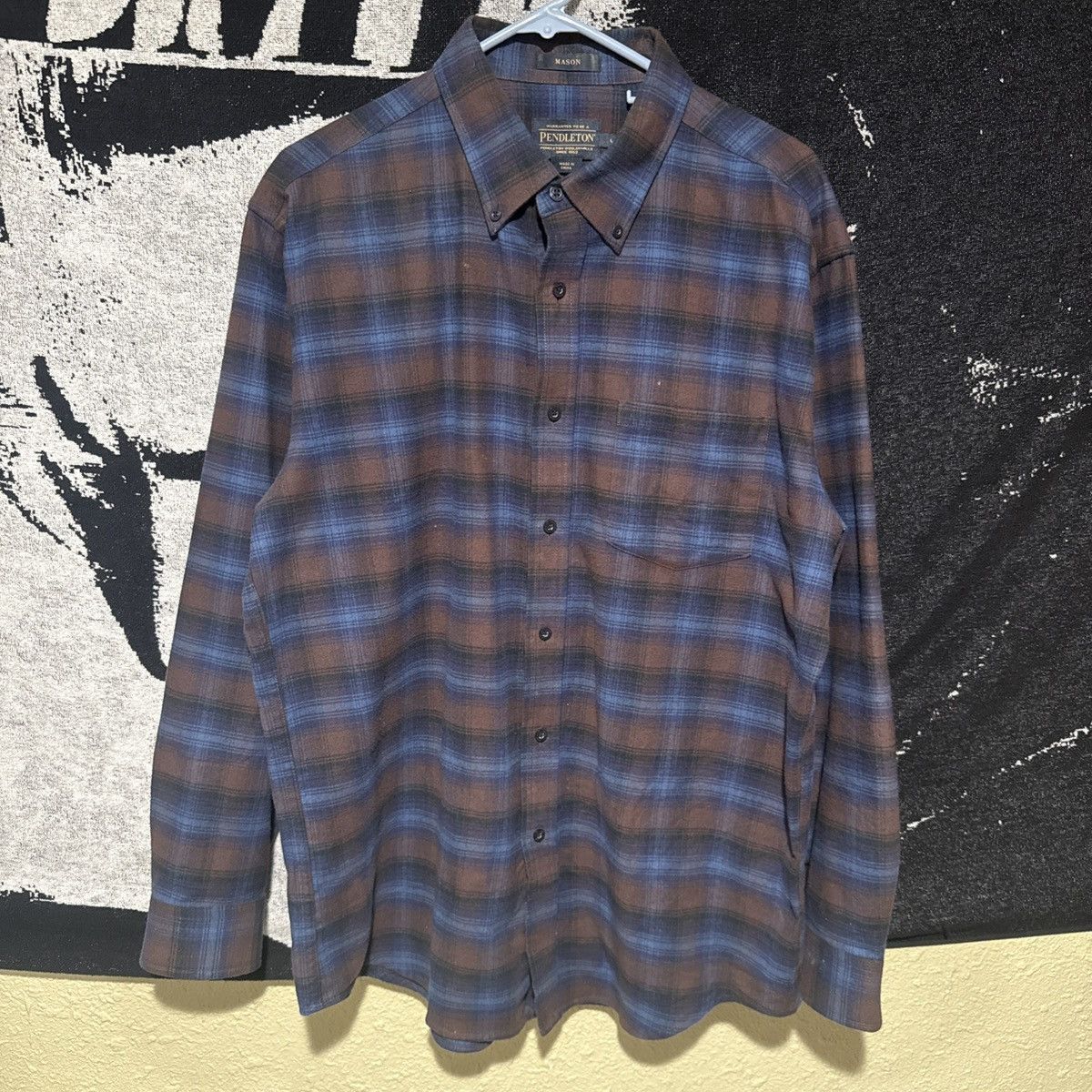 Pendleton Pendleton Mason Blue Brown Plaid Button-Up Shirt Sz L Men’s Size US L / EU 52-54 / 3 - 1 Thumbnail