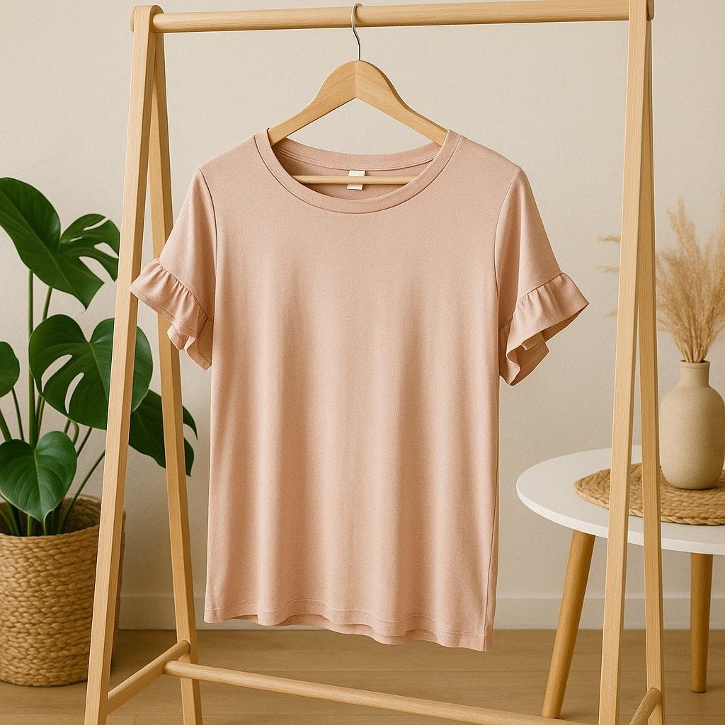 Old Navy Old Navy Velvet Ruffle Sleeve Top Ivory Blush Womens Large Size L / US 10 / IT 46 - 1 Thumbnail