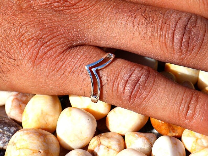 Handmade Handmade Chevron Ring, 925 Silver Ring, Unisex Gift For Her Size ONE SIZE - 9 Thumbnail
