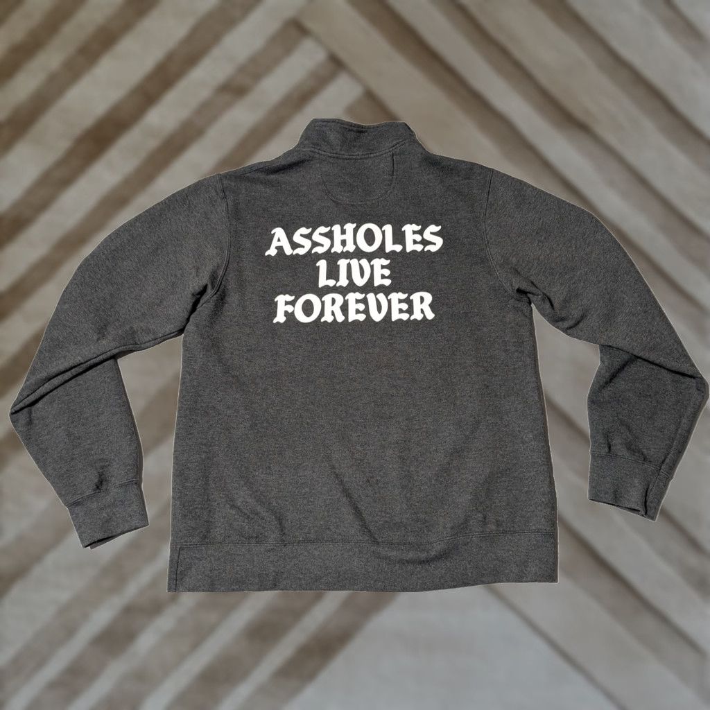 Olive A44880HOLES LIVE FOREVER Men Medium Gray Double-sided 1/4 Zip Pullover Sweatshirt Size US M / EU 48-50 / 2 - 1 Thumbnail