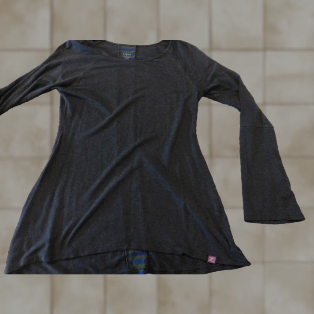 Vintage Zobha Womens Shirt Small Gray Pullover Stretch Activewear Long Sleeve Round Neck Pullover Athletic Fit Cardio Casual Size S / US 4 / IT 40 - 1 Thumbnail