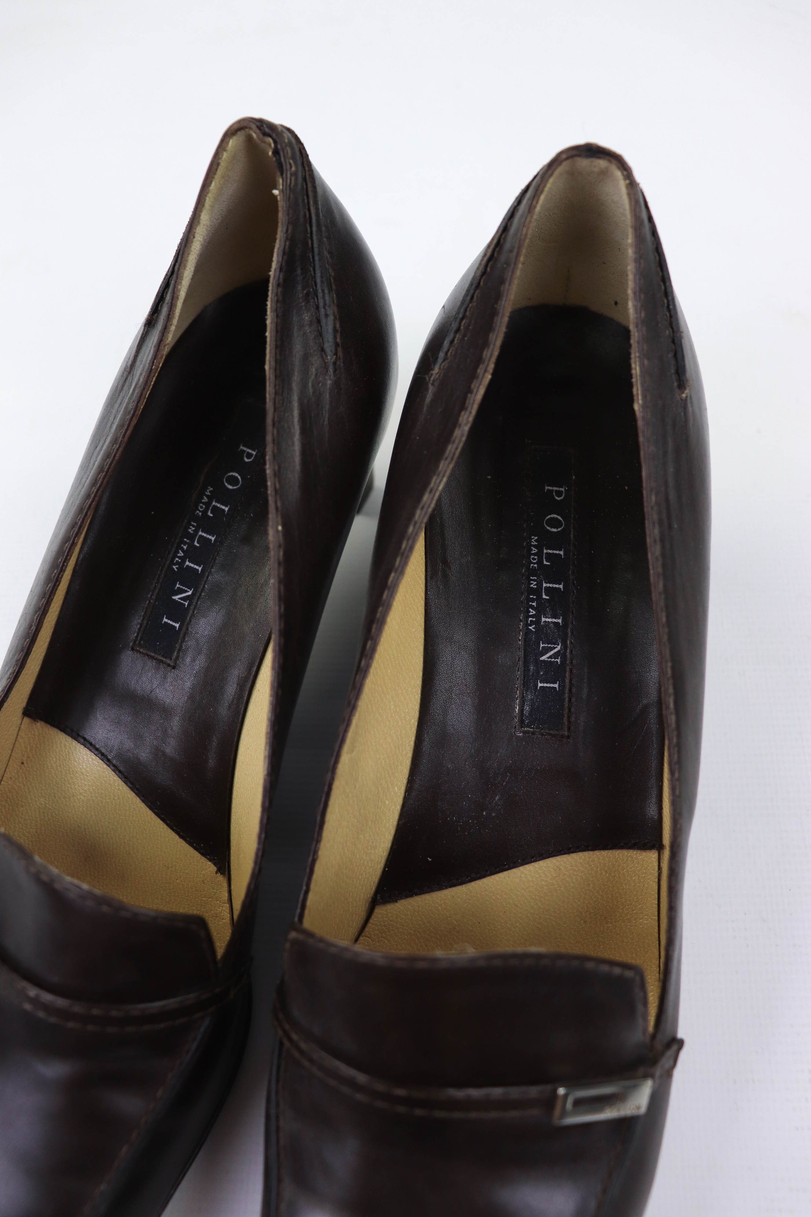 Pollini Vintage Pollini Made in Italy Brown Leather Square Toe Heels Size US 9 / IT 39 - 9 Thumbnail