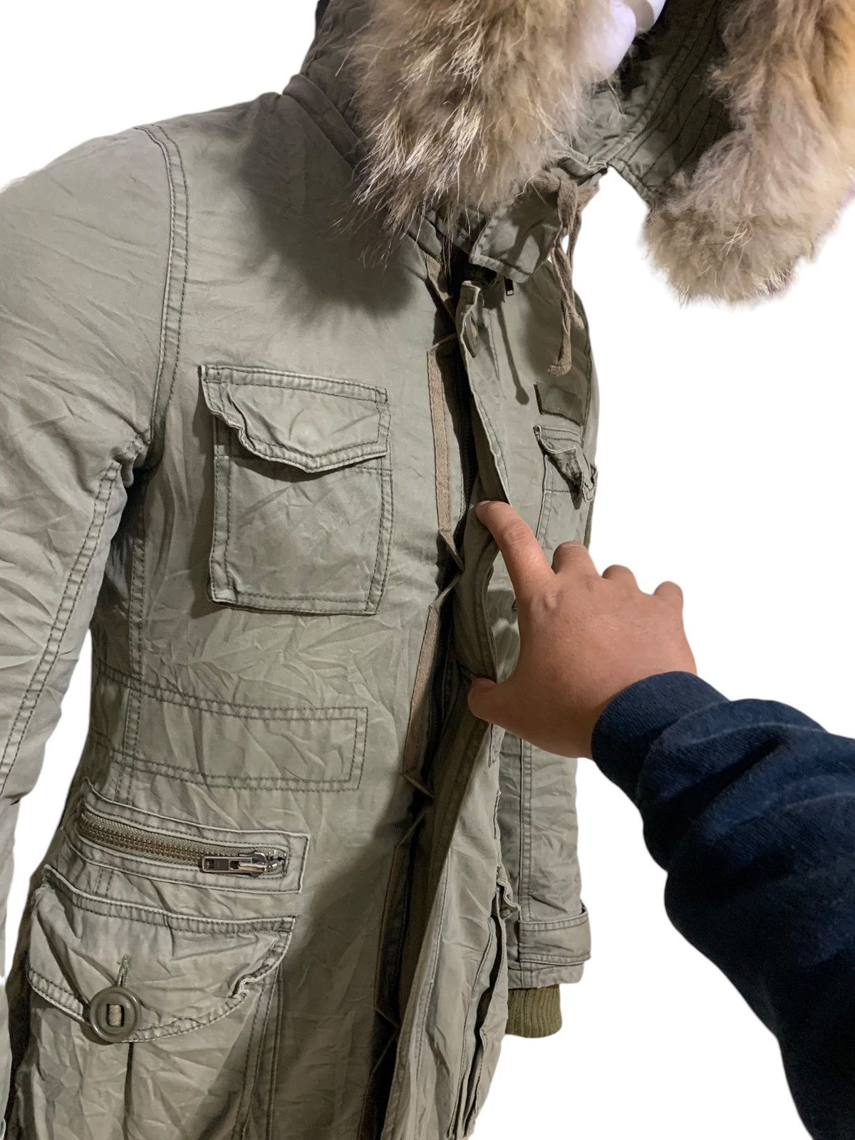 If Six Was Nine OG Moussy raccoon fur cargo military jacket GOA style Size US M / EU 48-50 / 2 - 7 Thumbnail
