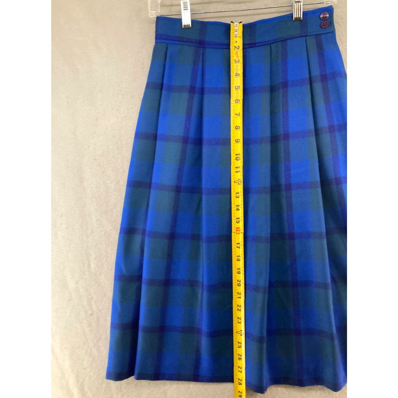 Vintage VINTAGE 1970s Blue Plaid Wool Skirt Womens 10 High Rise Pleated Size 32" / US 10 / IT 46 - 4 Thumbnail