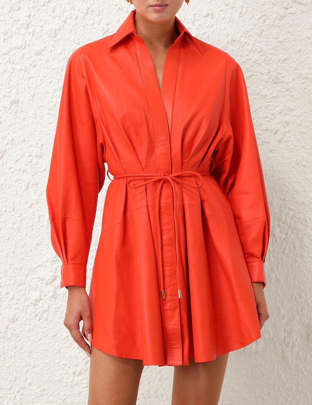 Zimmermann oc11z0525 Tranquillity Leather Mini Dress in Red Size XS / US 0-2 / IT 36-38 - 2 Thumbnail
