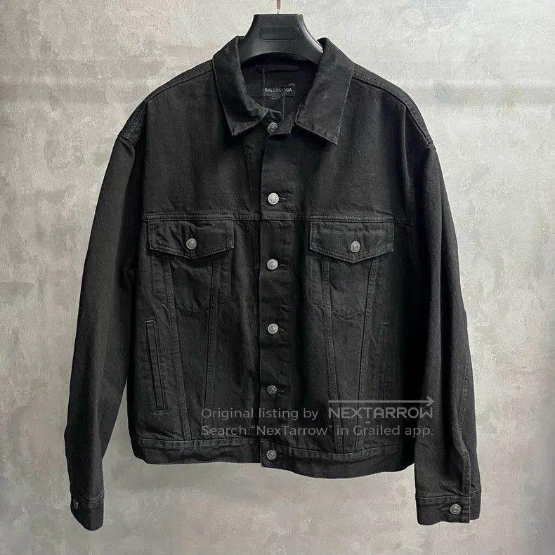 Balenciaga Balenciaga Black Crystal Logo Denim Jacket. Size US L / EU 52-54 / 3 - 1 Thumbnail