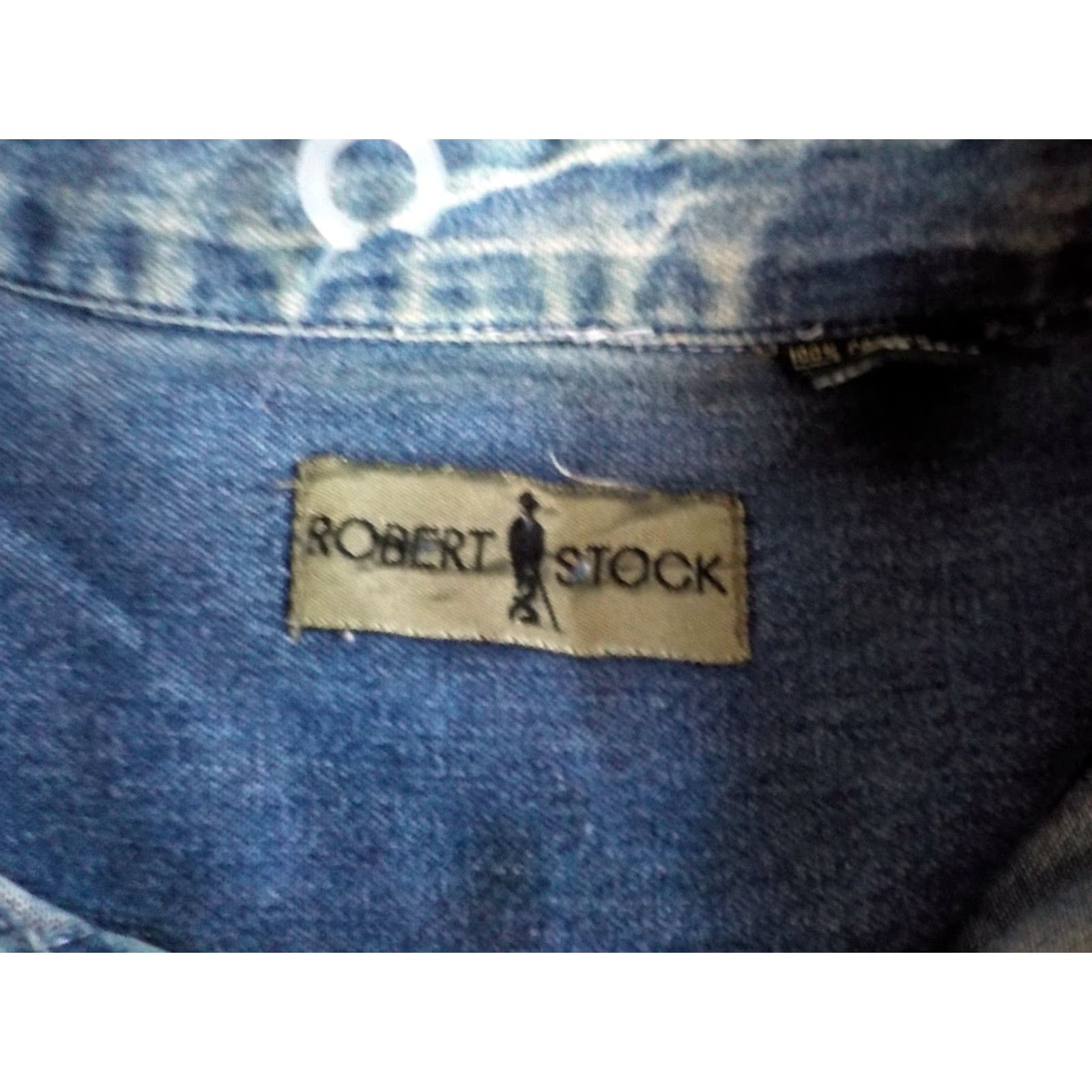 Denime ROBERT STOCK Shirt Denim Snap Front Blue M Adult Medium 100% Cotton Men Regular Long Sleeve Size US M / EU 48-50 / 2 - 6 Thumbnail