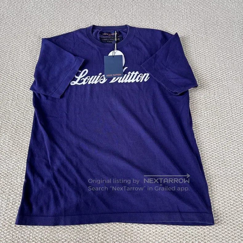 Louis Vuitton Louis Vuitton Blue monogram printed knitted short sleeves Size US S / EU 44-46 / 1 - 1 Thumbnail