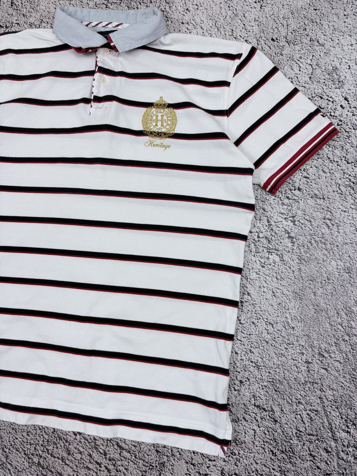 Tommy Hilfiger Tommy Hilfiger Heritage Big Crest Striped Polo Shirt XL⁠ Size US XL / EU 56 / 4 - 4 Thumbnail