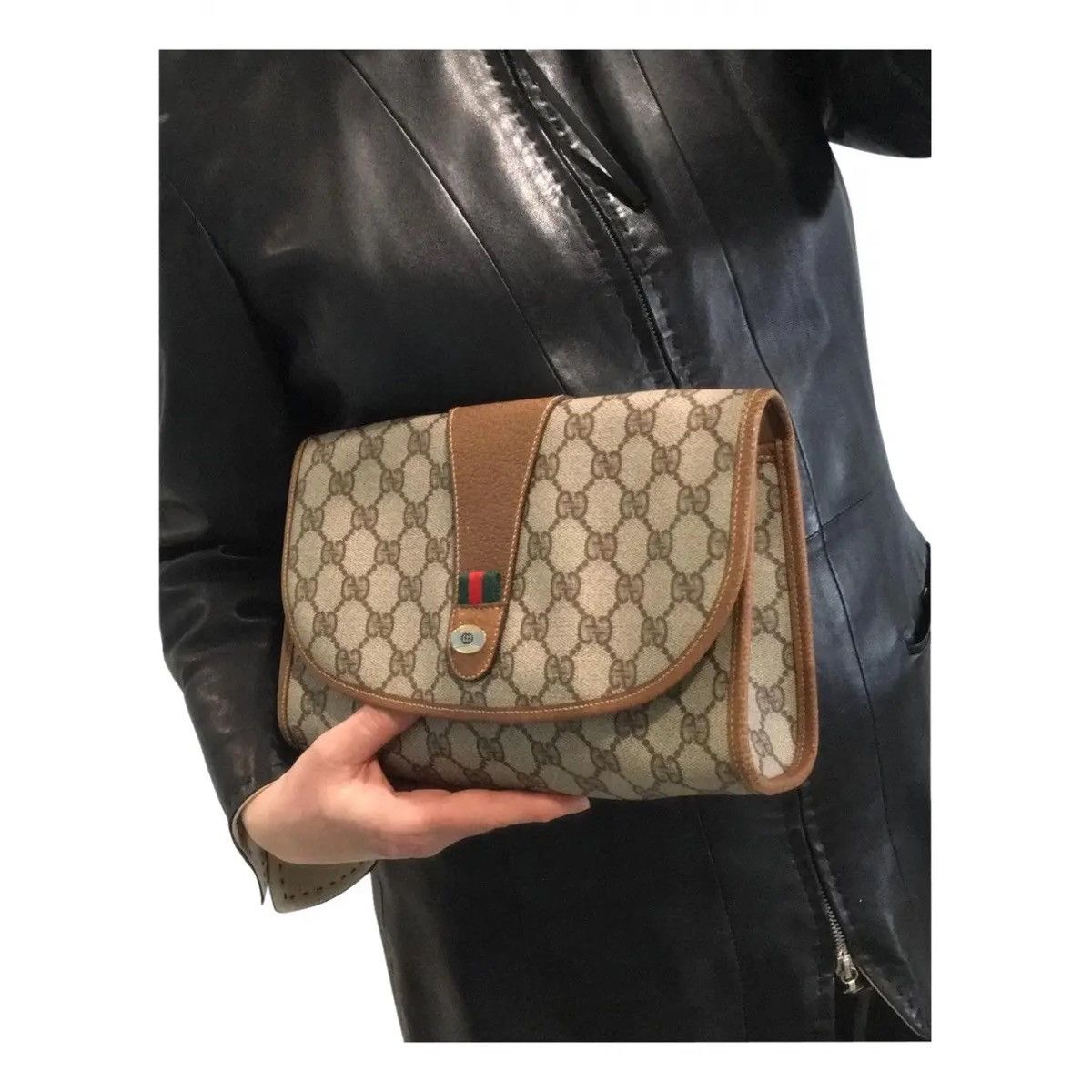 Gucci × Vintage Gucci GG Sherry Line Clutch Bag | Grailed