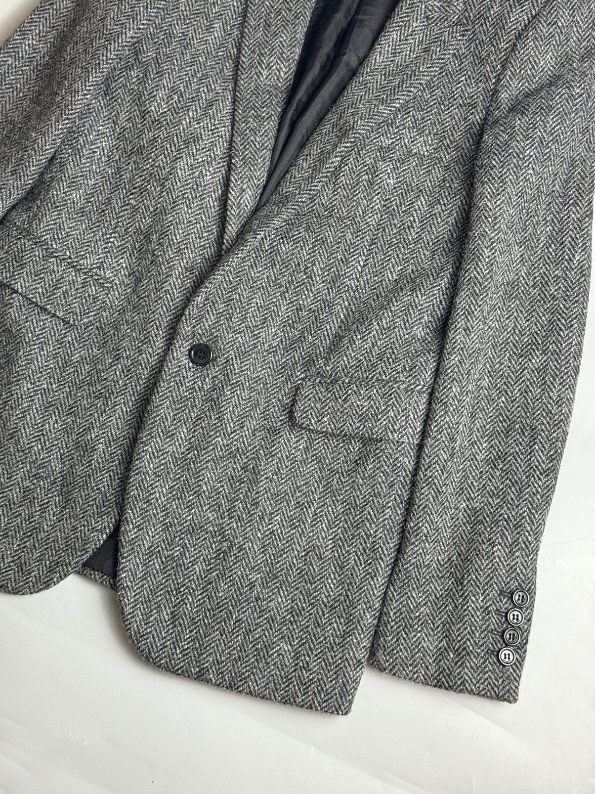 Hedi Slimane × Saint Laurent Paris Saint Laurent Wool Tweed Herringbone 1B Tailored Jacket Size 36R - 4 Thumbnail