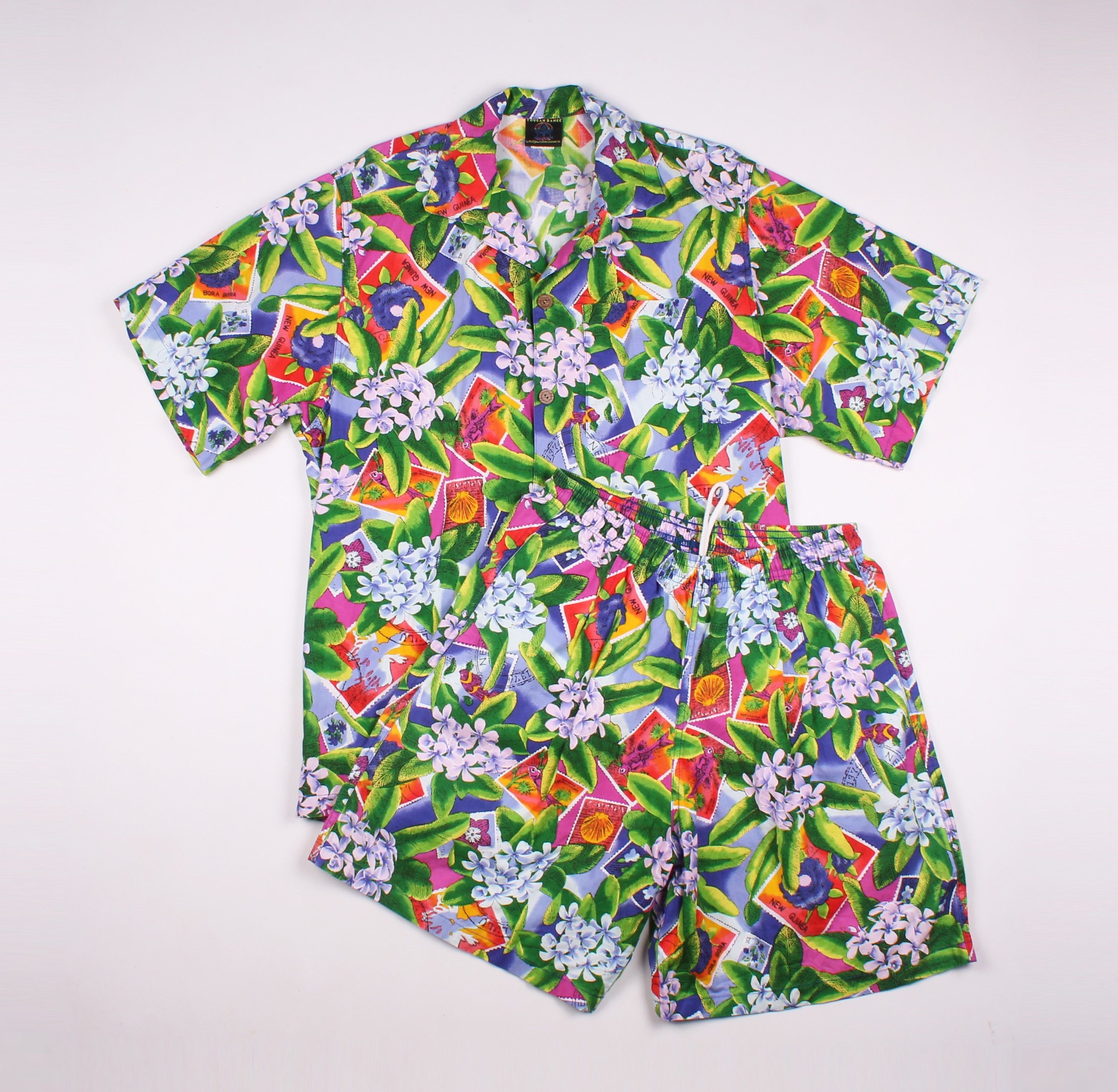 Vintage Toucan Dance Fast Lane Hawaiian Shirt + Shorts Set Size US M / EU 48-50 / 2 - 1 Thumbnail