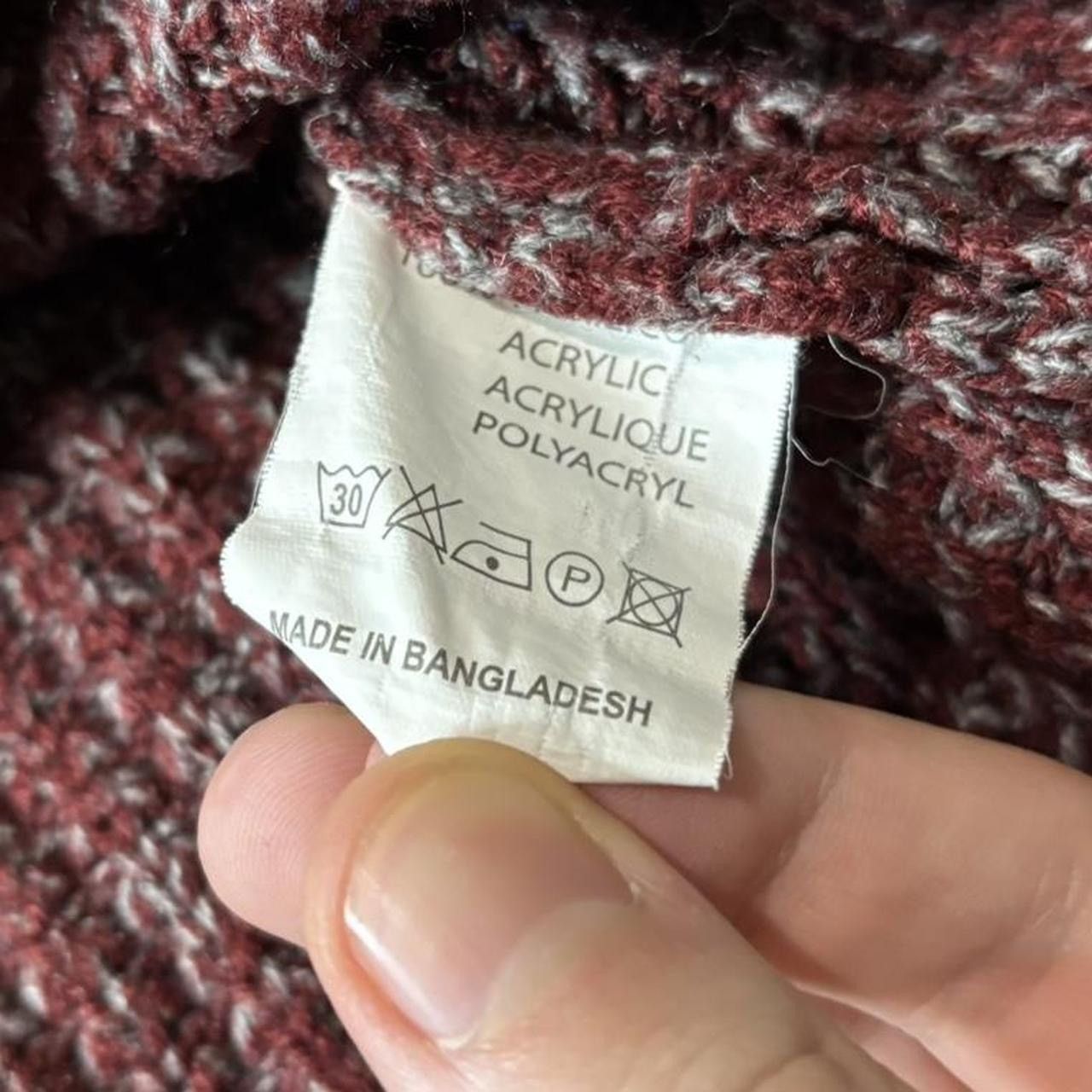Vintage Burgundy & Grey Textured Knit 100% Acrylic Sweater - L Size US L / EU 52-54 / 3 - 5 Thumbnail