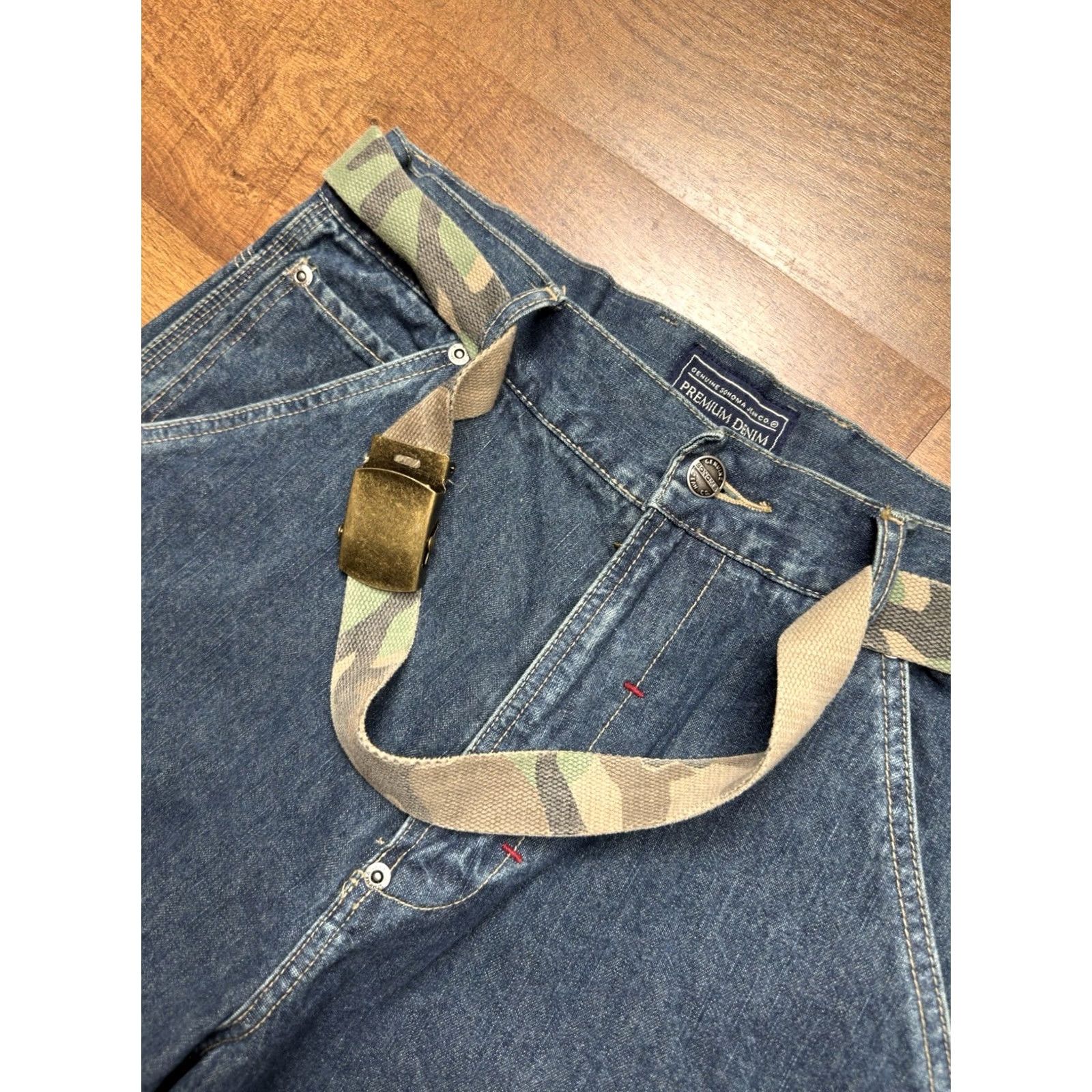 Denime VINTAGE Sonoma Jeans Men’s Denim Straight Baggy Carpenter 32X30 NWT blue Belted 90s 00s Mens Size US 32 / EU 48 - 6 Thumbnail