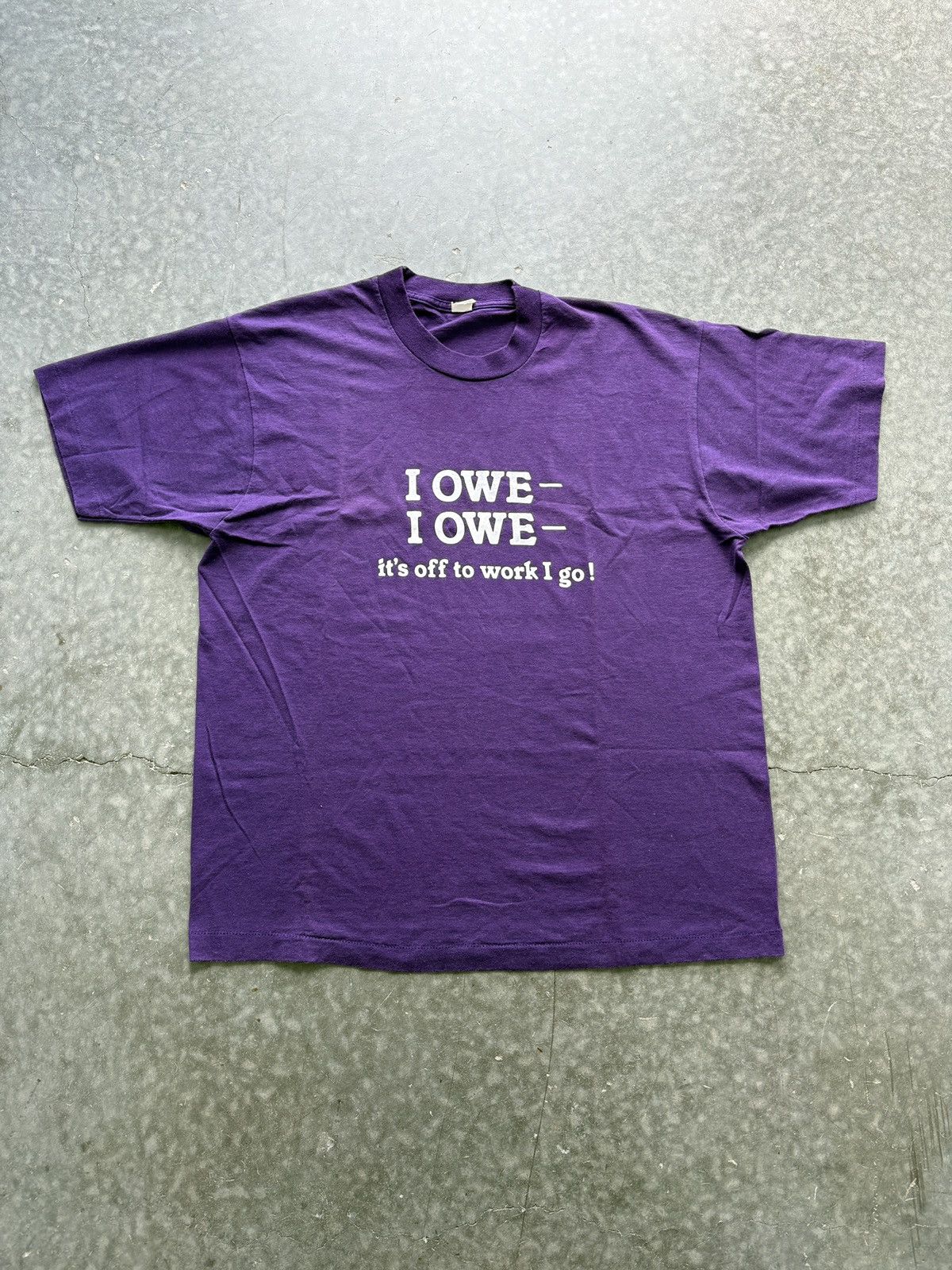 Vintage Vintage 80s I Owe Graphic Tee Size US XL / EU 56 / 4 - 1 Thumbnail