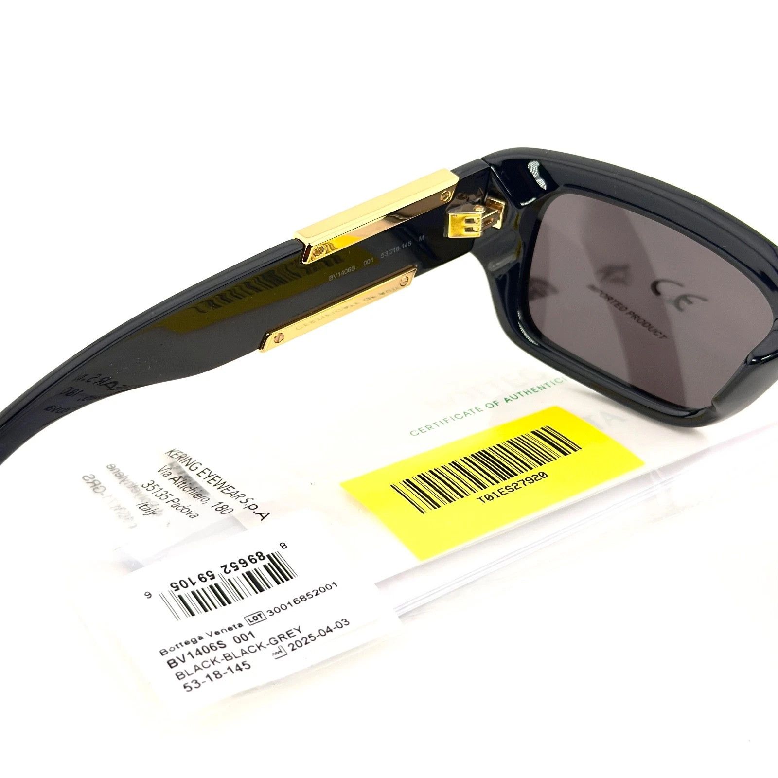 Bottega Veneta BOTTEGA VENETA 1406 BV1406S DASH Square Black Sunglass 001 Size ONE SIZE - 6 Thumbnail