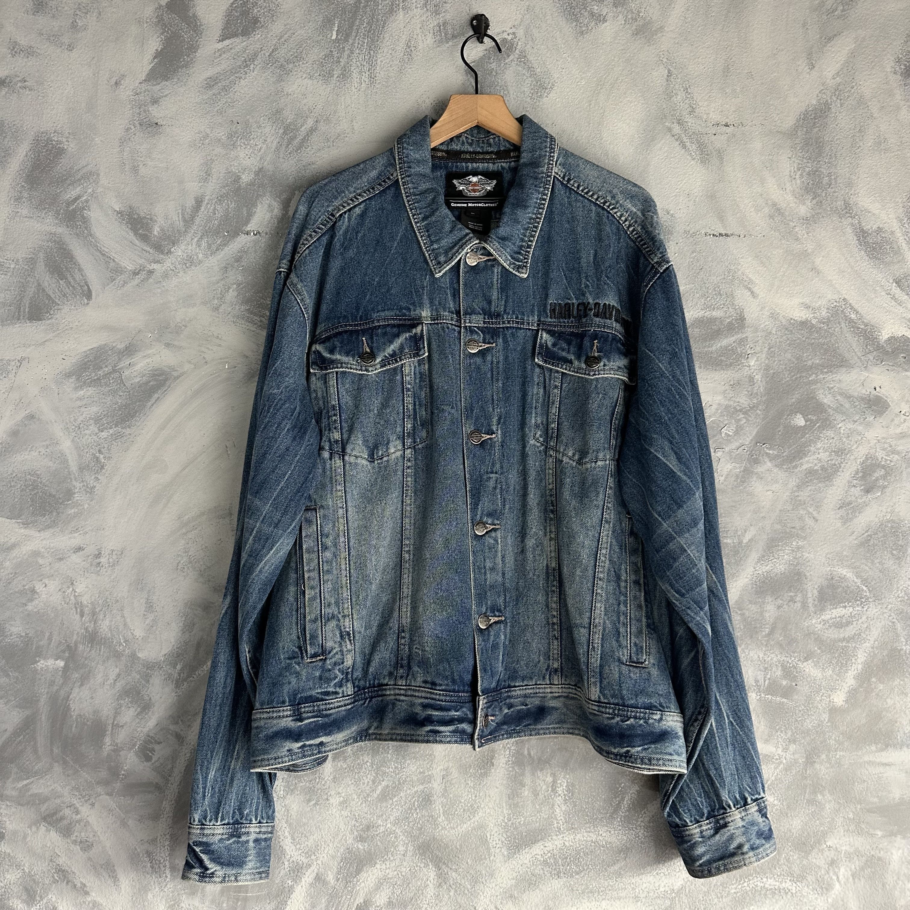 Vintage Harley Davidson Denim Jacket Mens 2XL Eagle