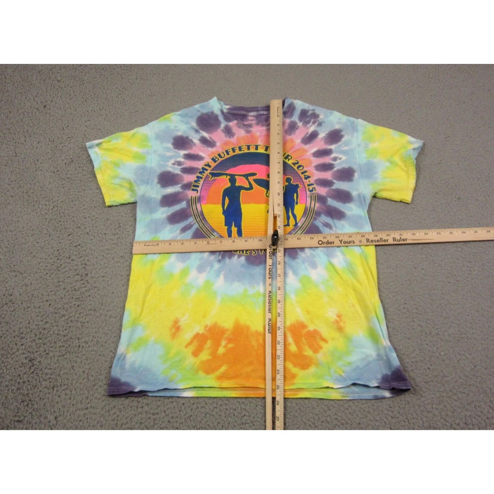 Vintage Jimmy Buffet Shirt Mens Small Yellow Blue Tie Dye Tour 2014-15 Farewell Y2K Size US S / EU 44-46 / 1 - 4 Thumbnail
