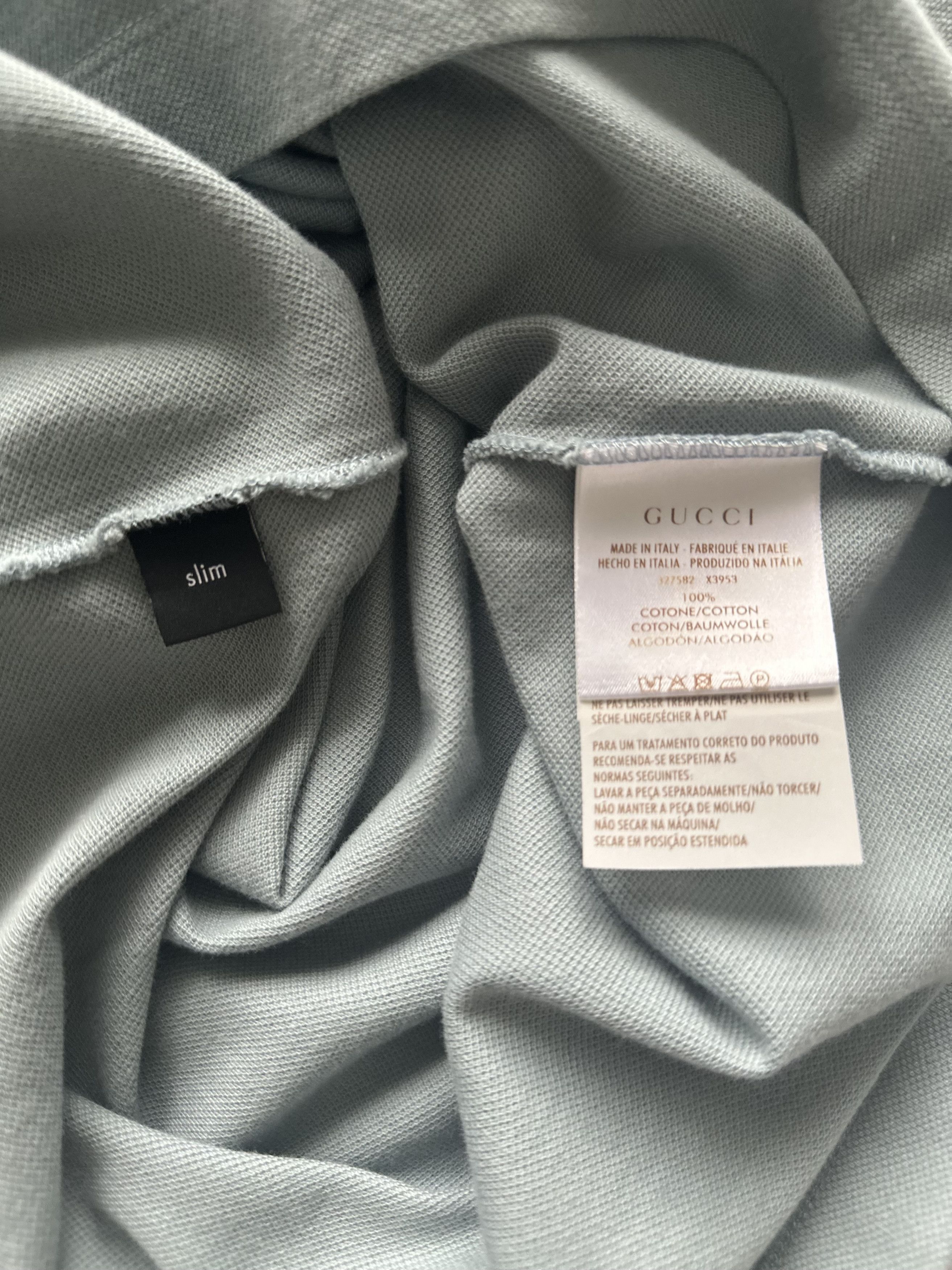 Gucci Gucci Powder Blue Ribbed Stand Collar Polo Shirt Size US S / EU 44-46 / 1 - 9 Thumbnail