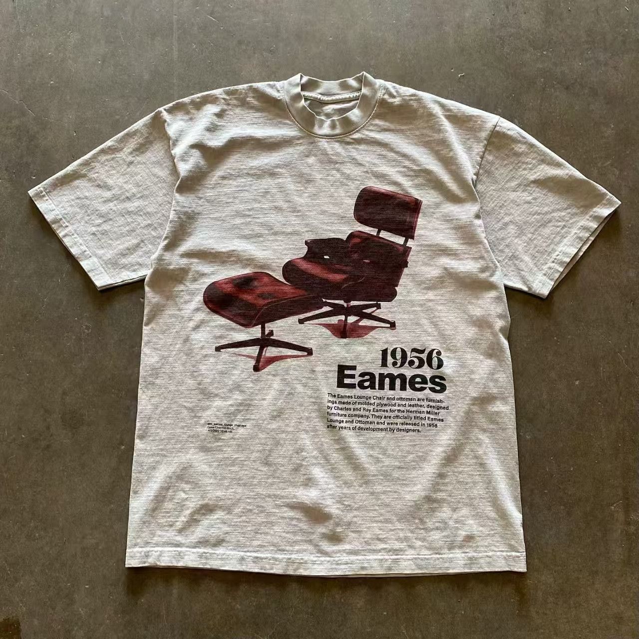 Vintage Street washed retro chair pattern cotton t-shirt Size US M / EU 48-50 / 2 - 1 Thumbnail