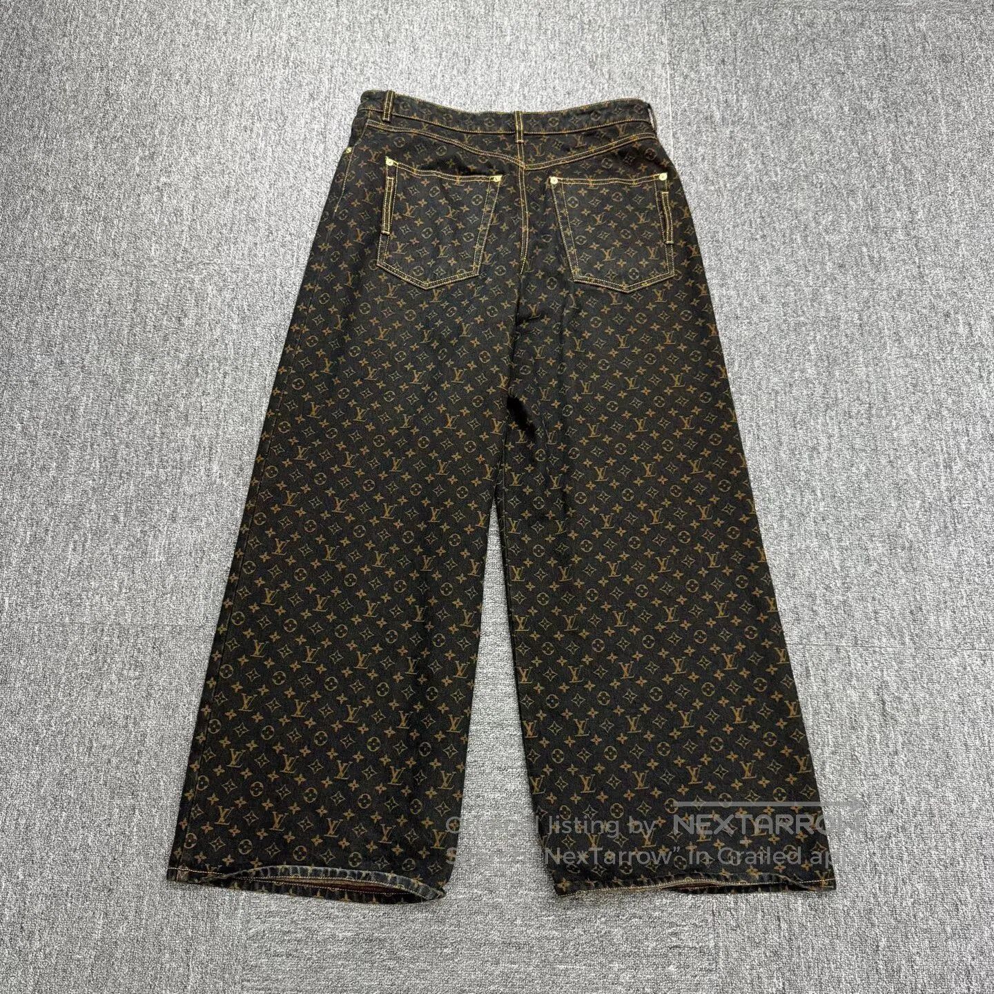 Louis Vuitton louis vuitton brown monogram denim pants. Size US 44 / EU 60 - 2 Thumbnail