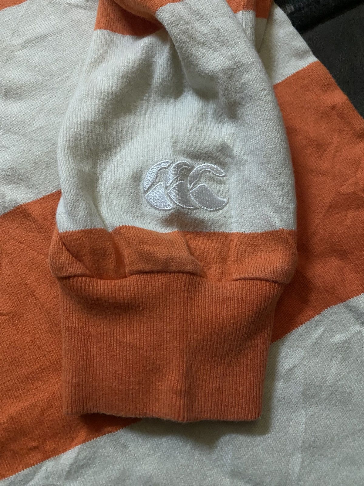 Canterbury of New Zealand Canterbury New Zealand Orange And White Stripe Rugby Shirt Size US S / EU 44-46 / 1 - 2 Thumbnail
