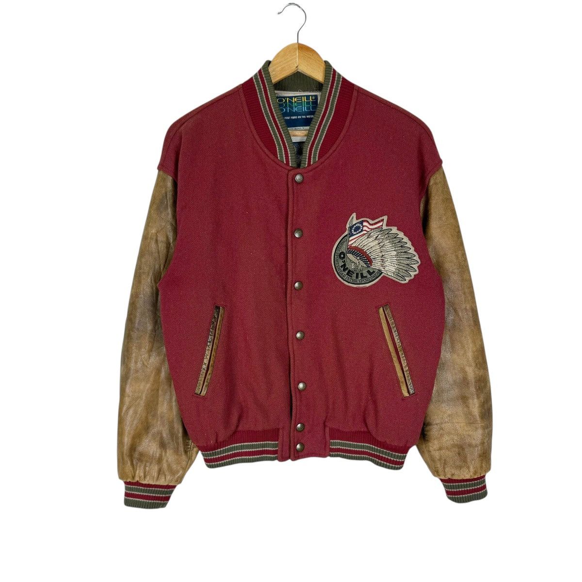 O'Neill ❄️90s ONEILL VARSITY LEATHER JACKET Size US L / EU 52-54 / 3 - 2 Thumbnail