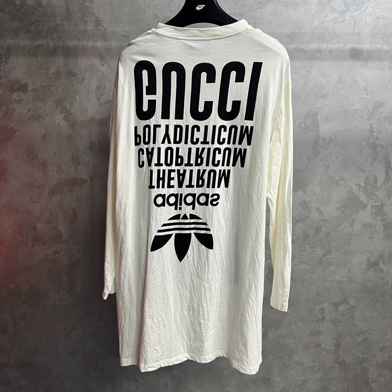Gucci Gucci Adidas white printed pattern logo round neck long sle Size US L / EU 52-54 / 3 - 5 Thumbnail