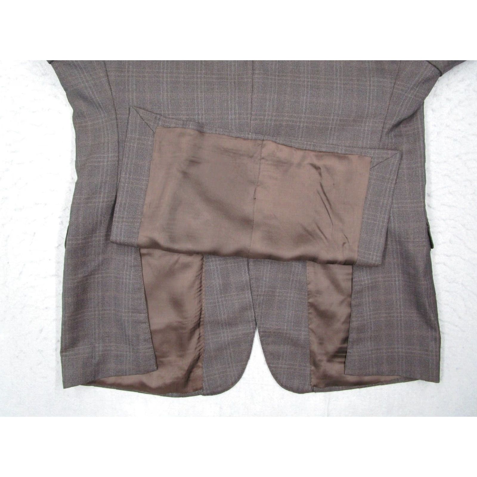 Saks Fifth Avenue Vintage Saks Fifth Avenue Ermenegildo Zegna Wool Check Suit Jacket Men 42 Brown Slim Fit Single-Breasted Blazer Size 42R - 7 Thumbnail