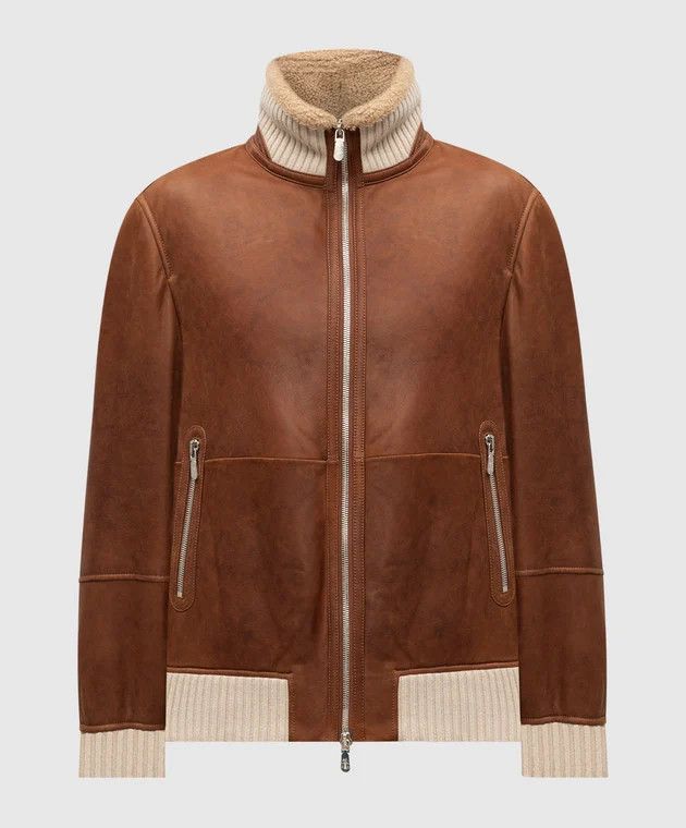 o1w1db10226 Lamb Fur Shearling Jacket in Brown