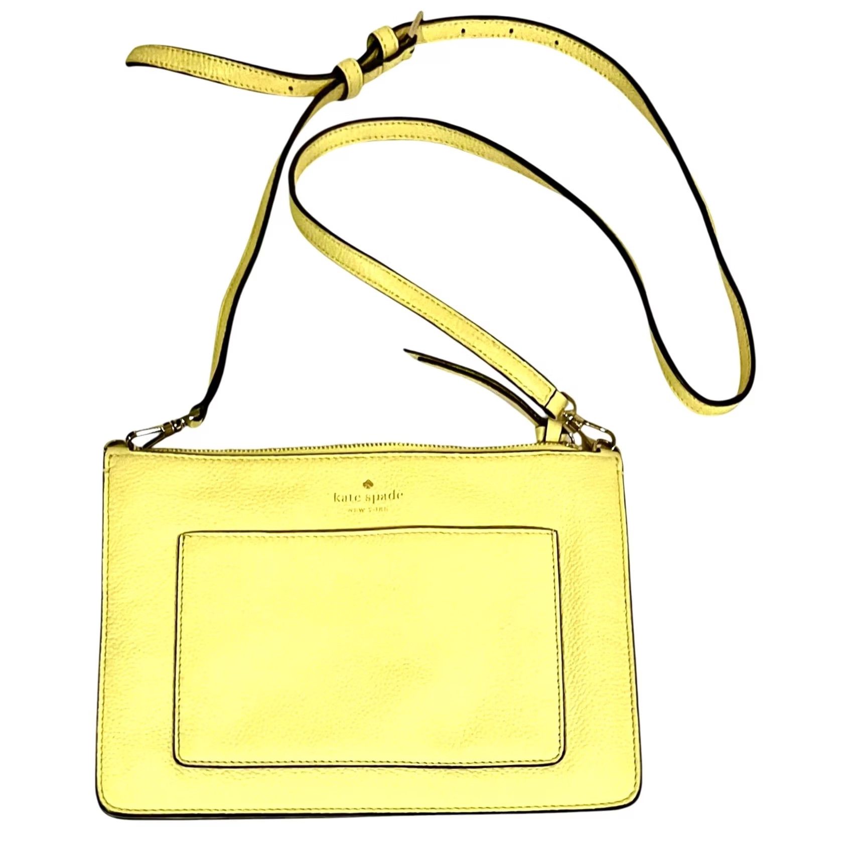 Vintage KATE SPADE Knott Small Crossbody Yellow Pebbled Leather Purse Slim Crossbody Women's Size ONE SIZE - 2 Thumbnail