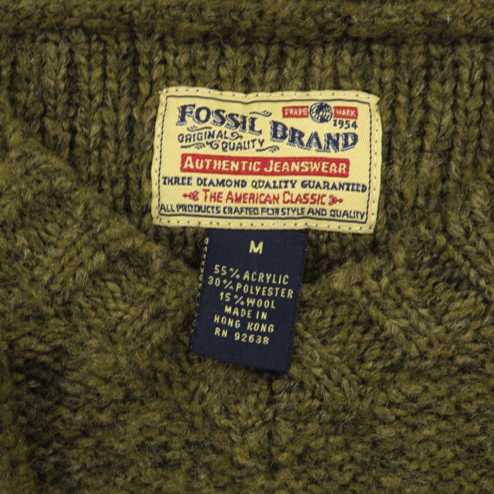 Fossil VINTAGE Fossil Sweater Mens Medium Wool Blend Chunky Knit Pullover Jumper V Neck Size US M / EU 48-50 / 2 - 4 Thumbnail