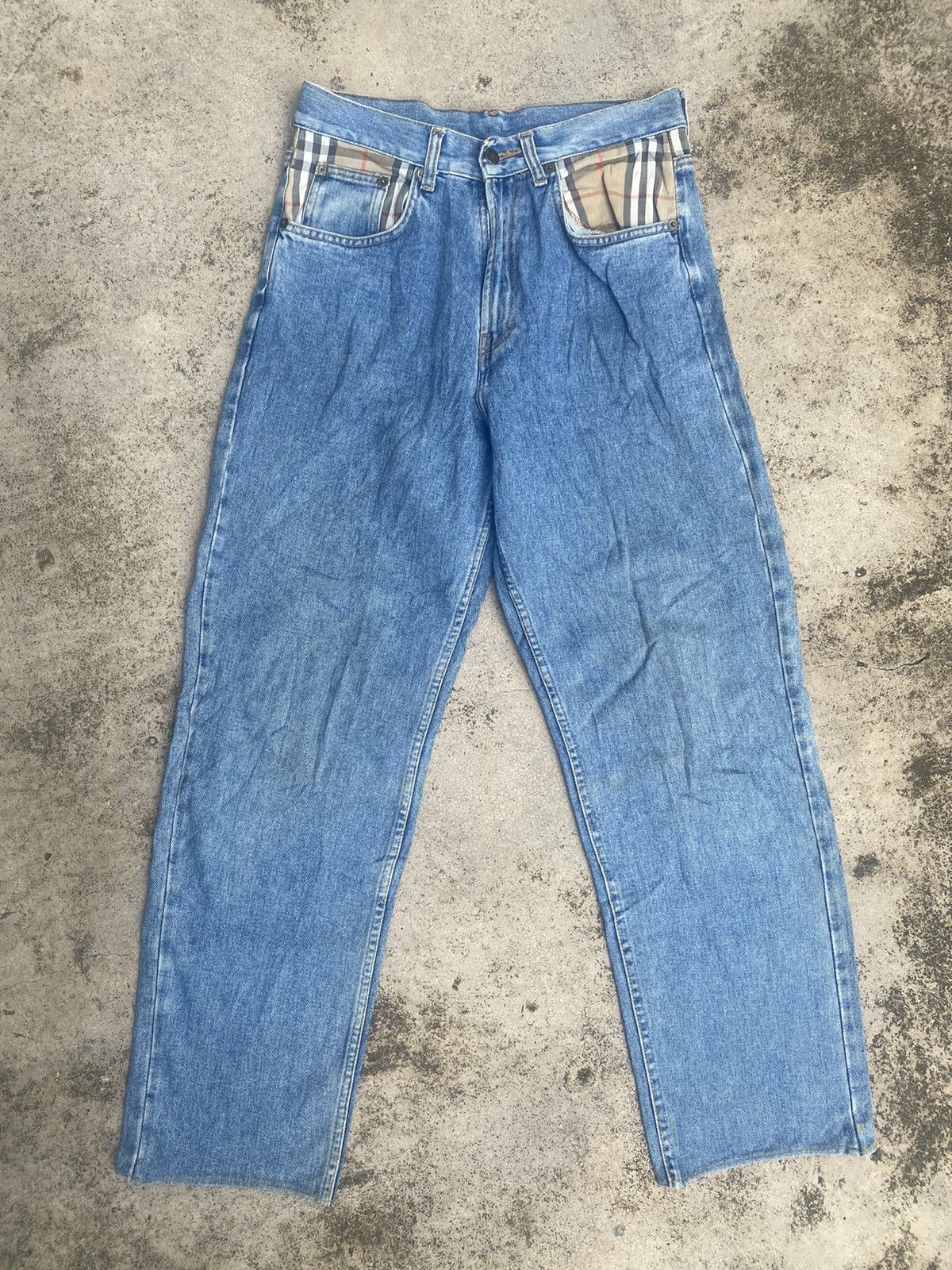 Burberry × Designer × Vintage Vintage Thomas Burberry Loose Wide Leg Jeans Size US 29 - 1 Thumbnail