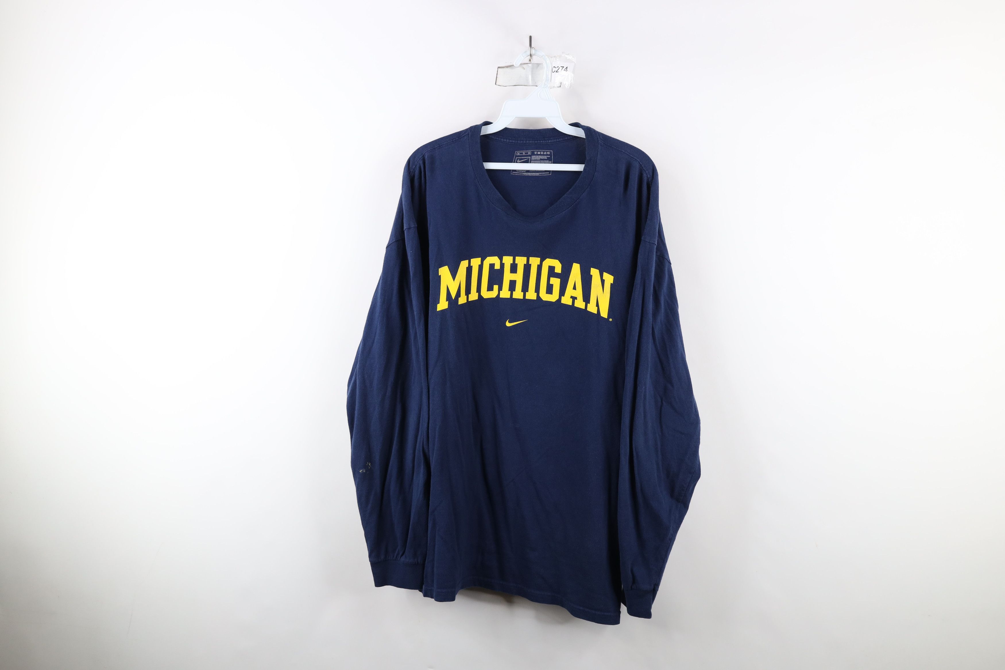 Nike × Vintage Vintage Nike Swoosh University of Michigan T-Shirt Blue Size US XL / EU 56 / 4 - 1 Thumbnail