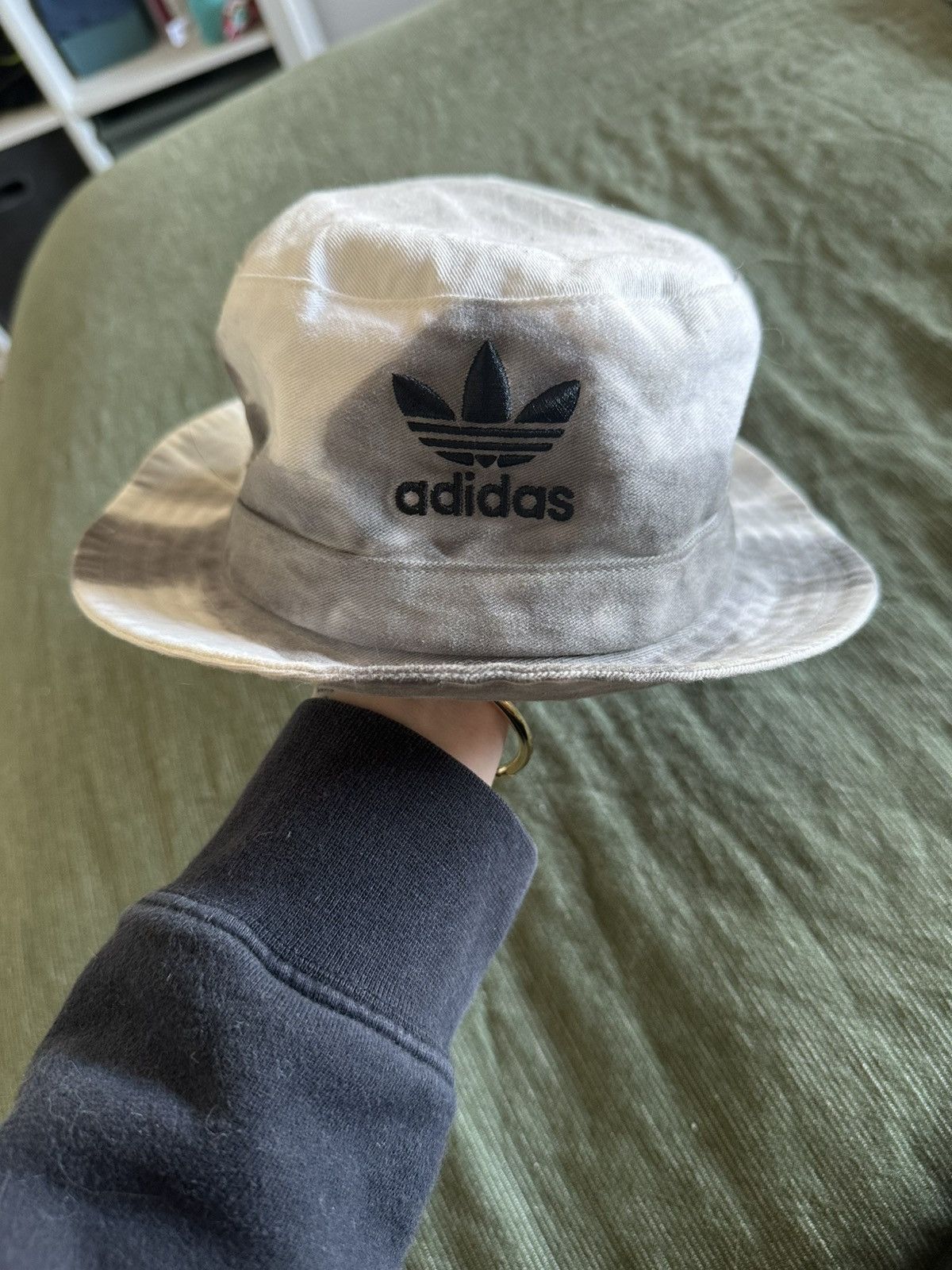 Adidas grey and white tie dye adidas bucket hat Size ONE SIZE - 1 Thumbnail