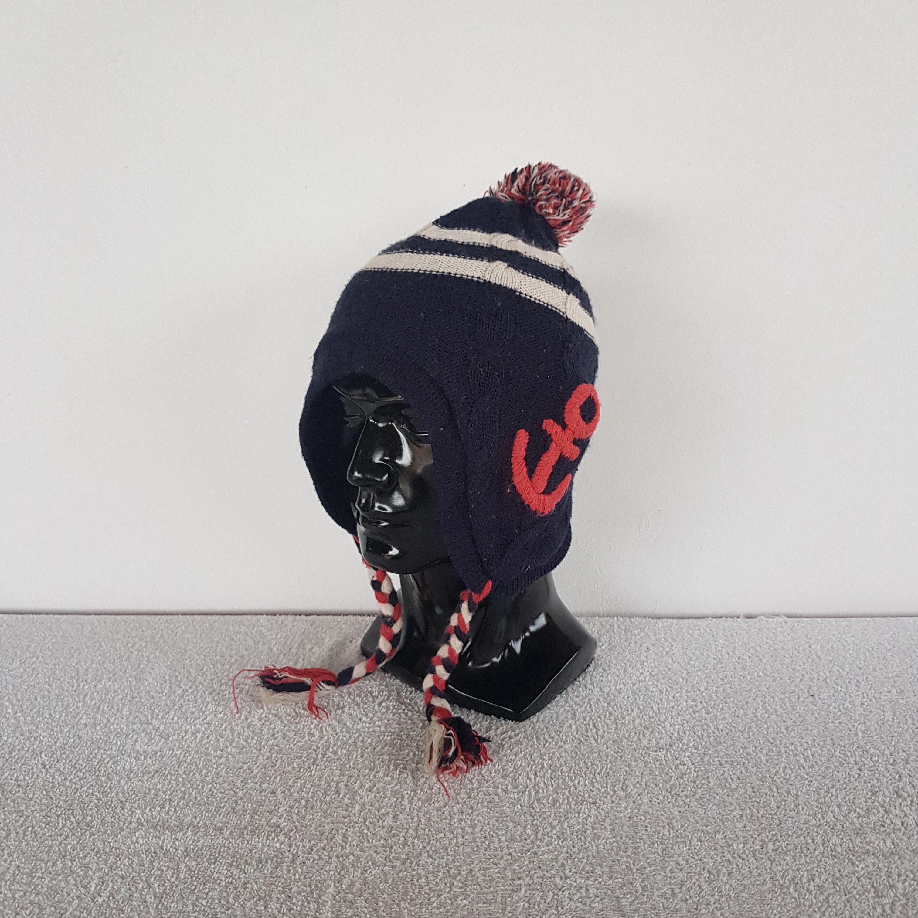 Japanese Brand Vintage Sailor Anchor Beanie Pom Pom Earflap Snow Caps Hats. Size ONE SIZE - 1 Thumbnail