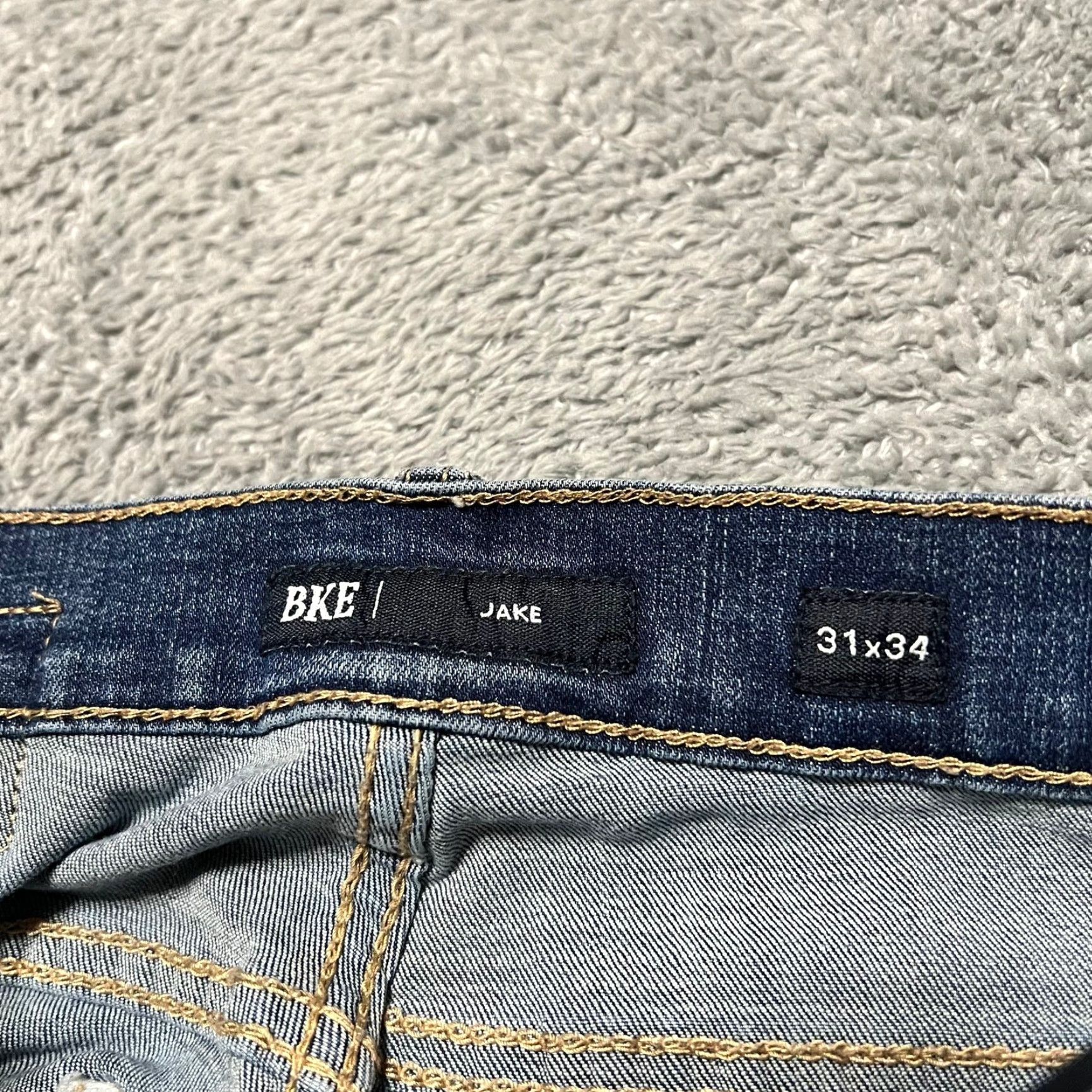 BKE BKE Jeans Mens 31 x34 Jake Straight Whisker Distressed Blue Denim Pants Mens Regular 31 Blue Distressed 90s? Size US 31 - 6 Thumbnail