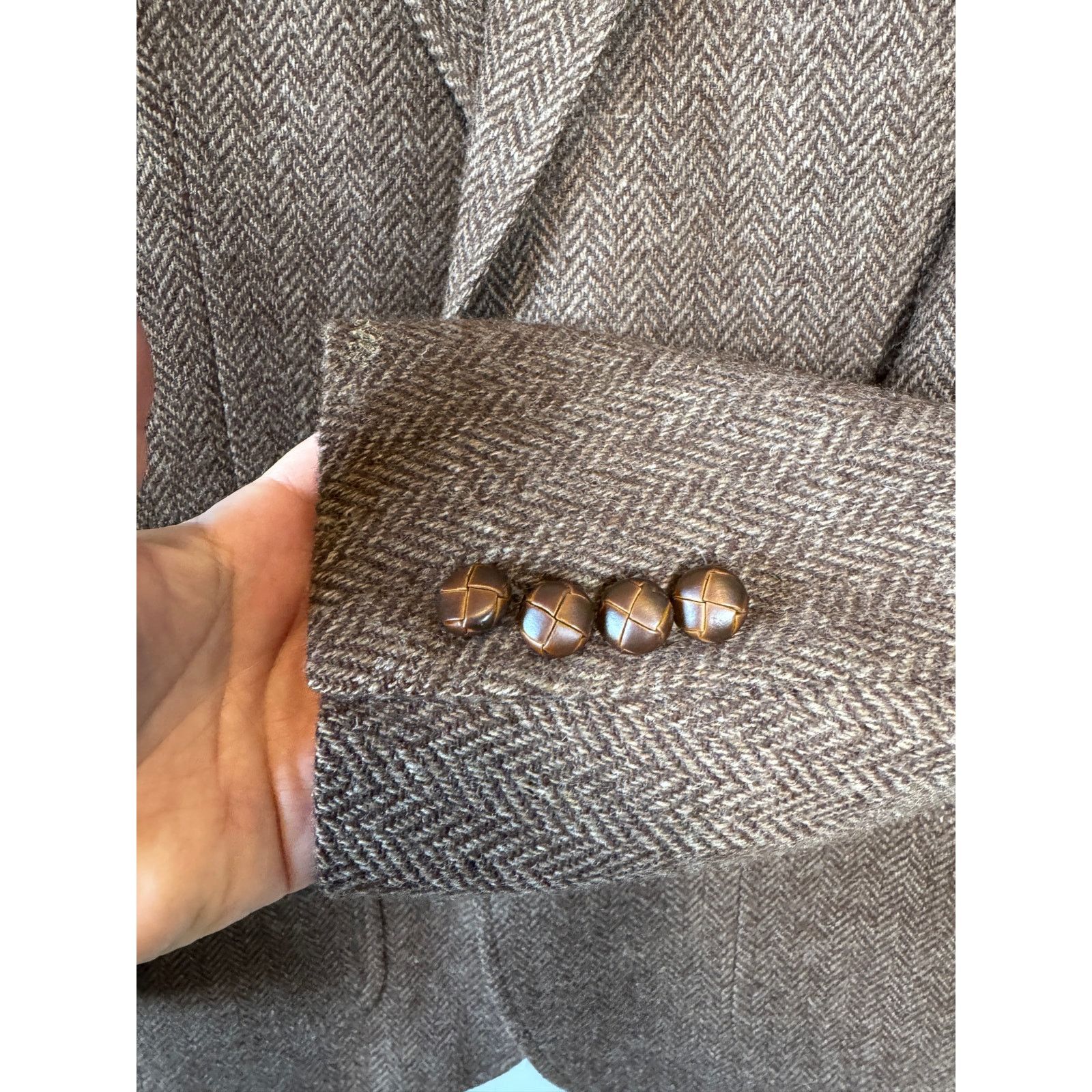 Lands' End Vintage Lands' End Wool Herringbone Tweed Blazer 44L Size 44L - 4 Thumbnail