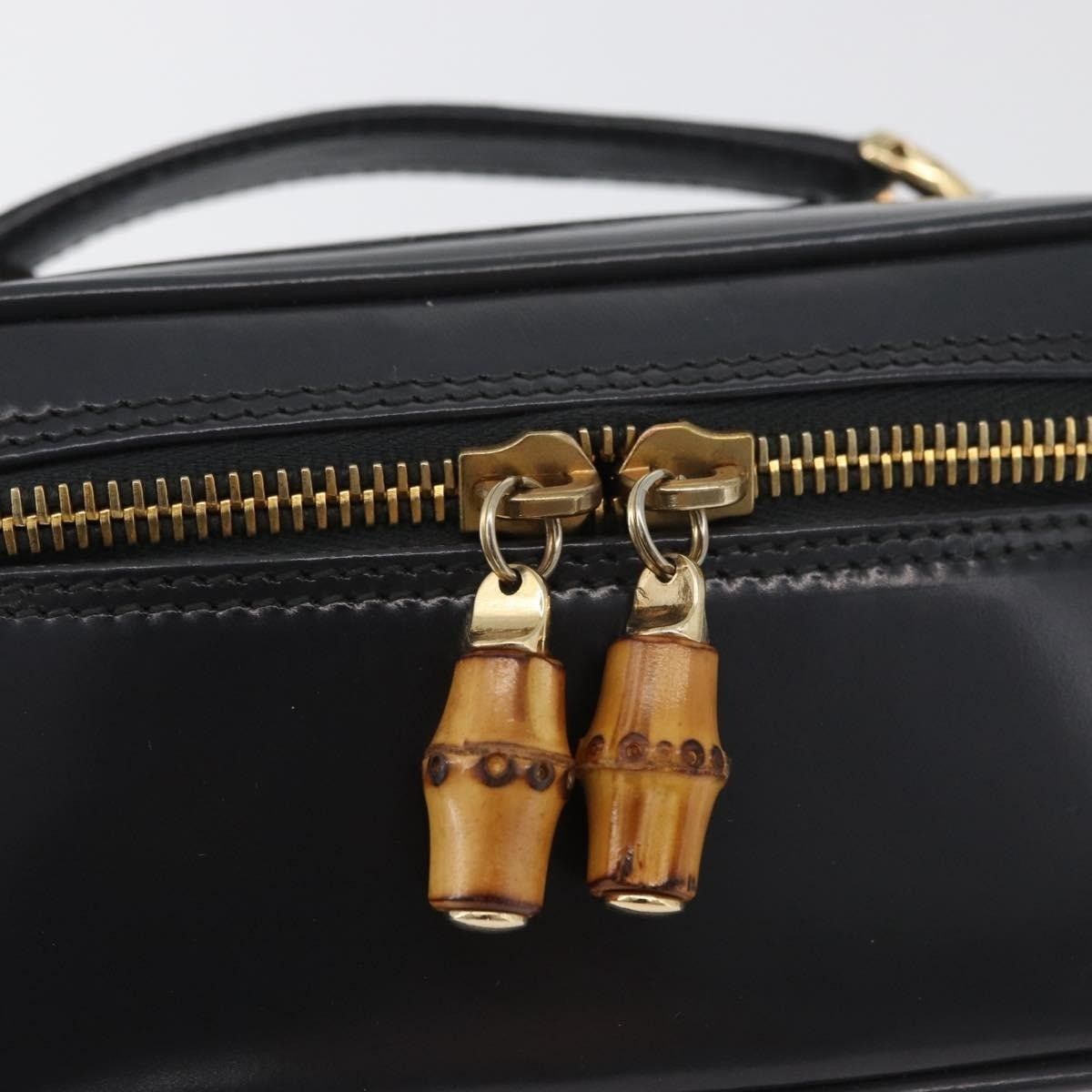 Gucci Gucci Bamboo Patent Leather Vanity Handbag Gray Size ONE SIZE - 5 Thumbnail